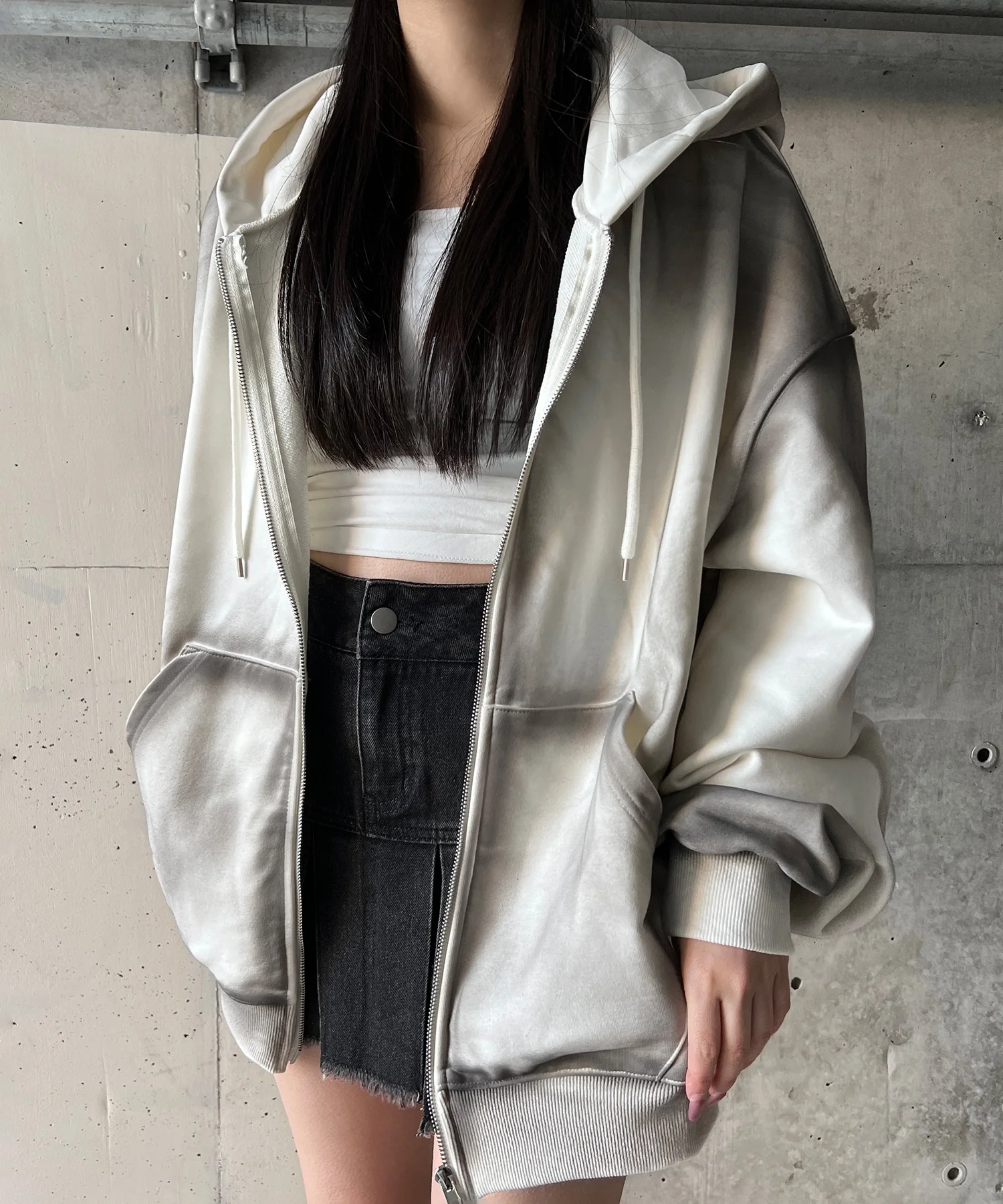 ブラシ加工ダブルZIPビッグパーカー - Image 7