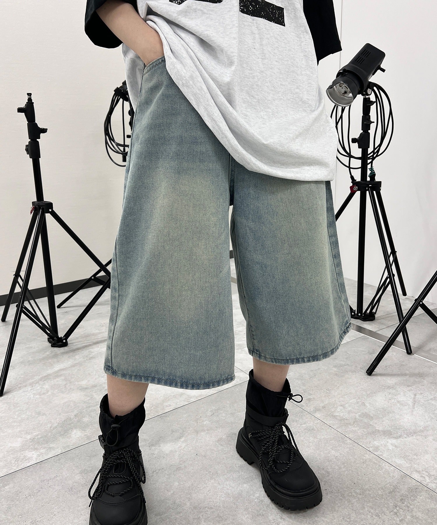 ワイドデニムハーフパンツ - Image 3
