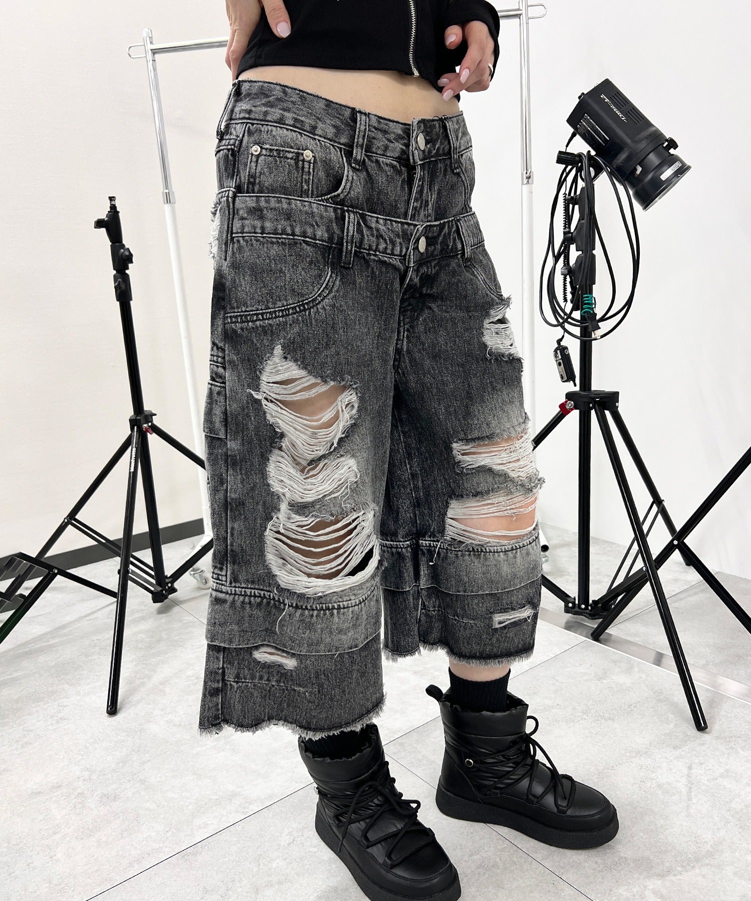 ダブルウエストクラッシュハーフパンツ - Image 4
