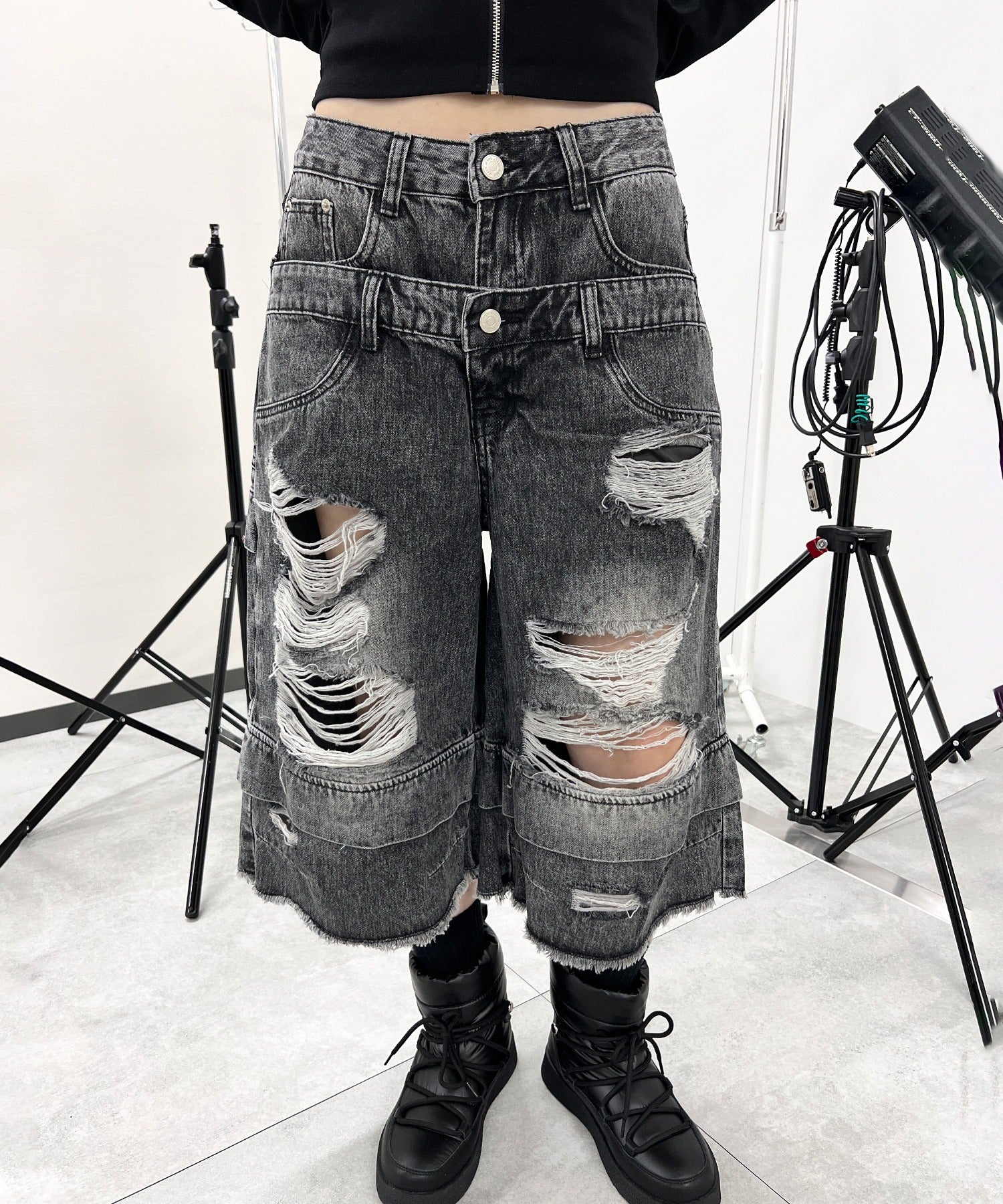 ダブルウエストクラッシュハーフパンツ - Image 5