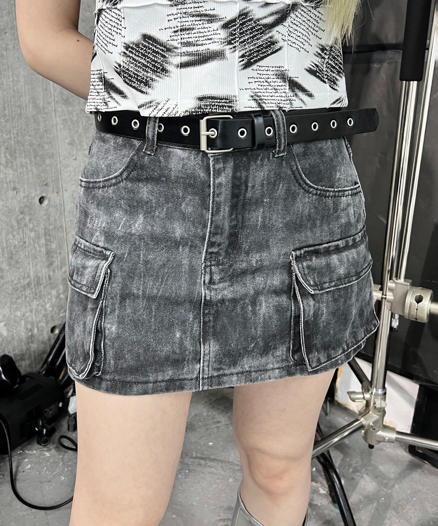 ベルト付きカーゴミニスカパン