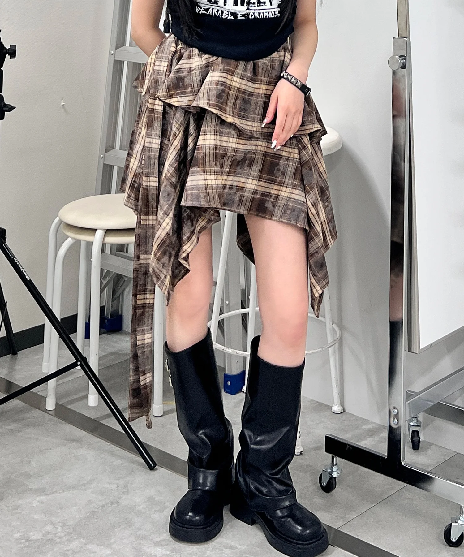 ブリーチチェックイレヘムスカート - Image 2