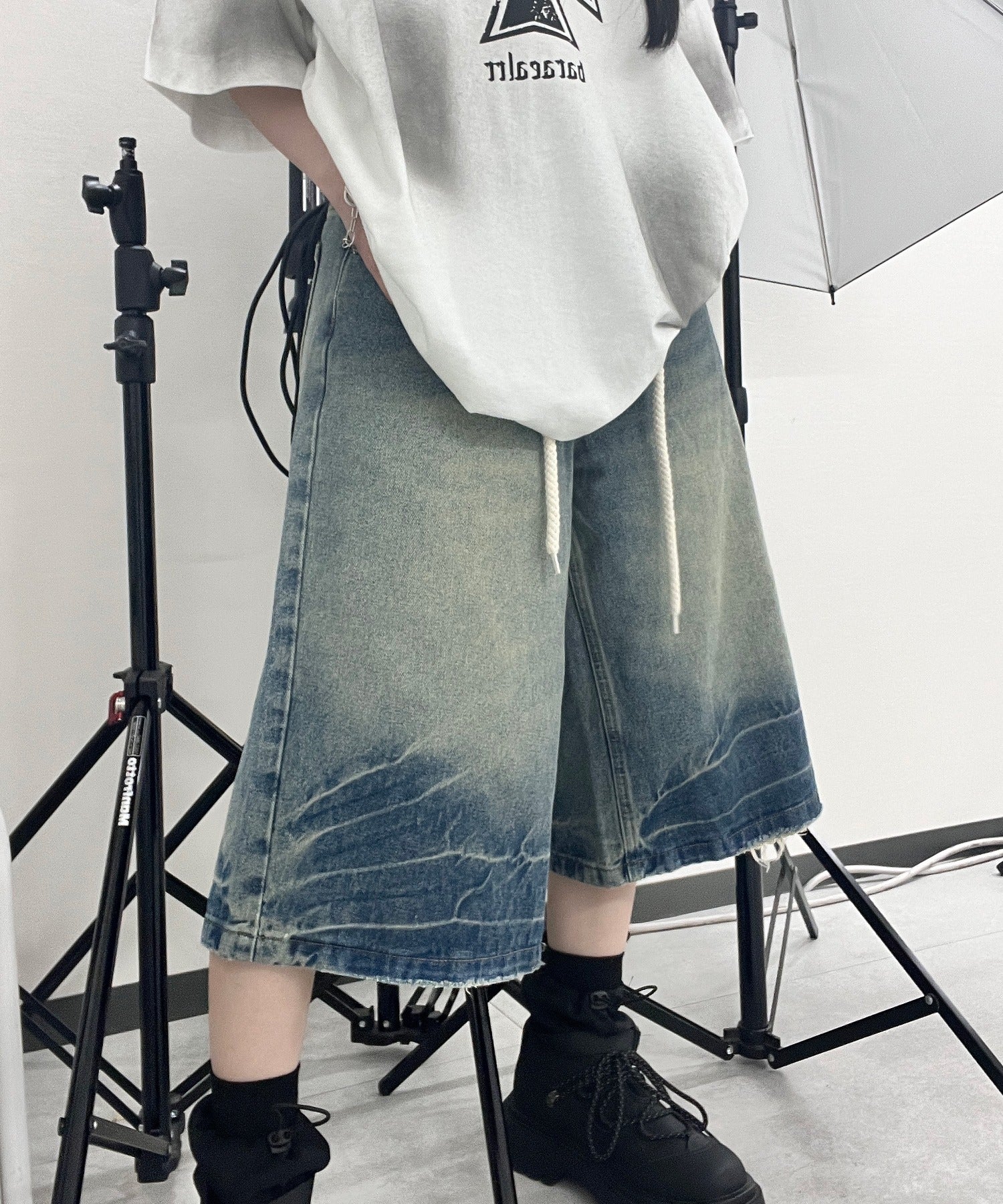 ラウンドストリングデニムハーフパンツ - Image 3