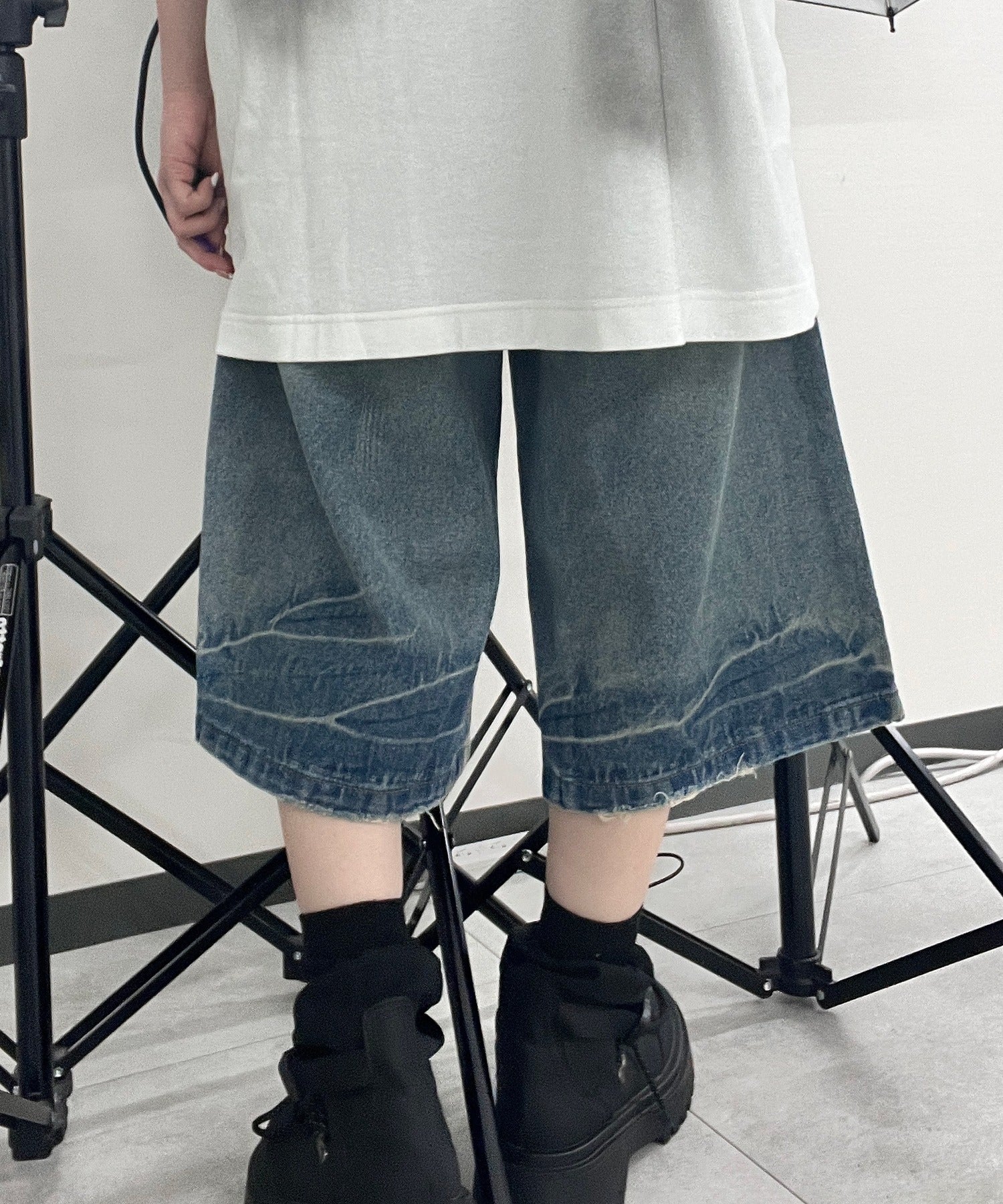 ラウンドストリングデニムハーフパンツ - Image 4