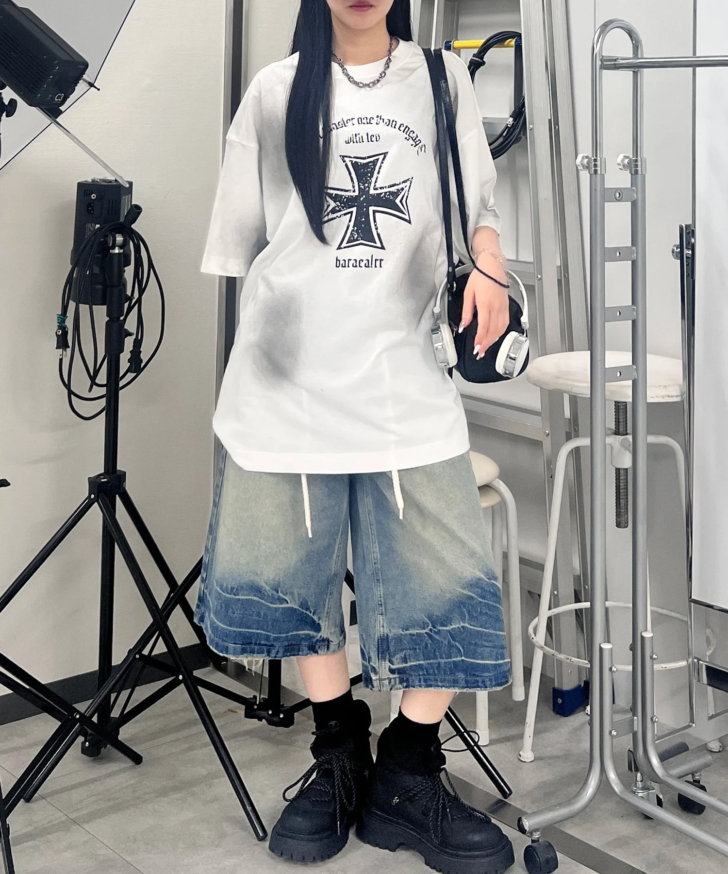 ラウンドストリングデニムハーフパンツ - Image 5