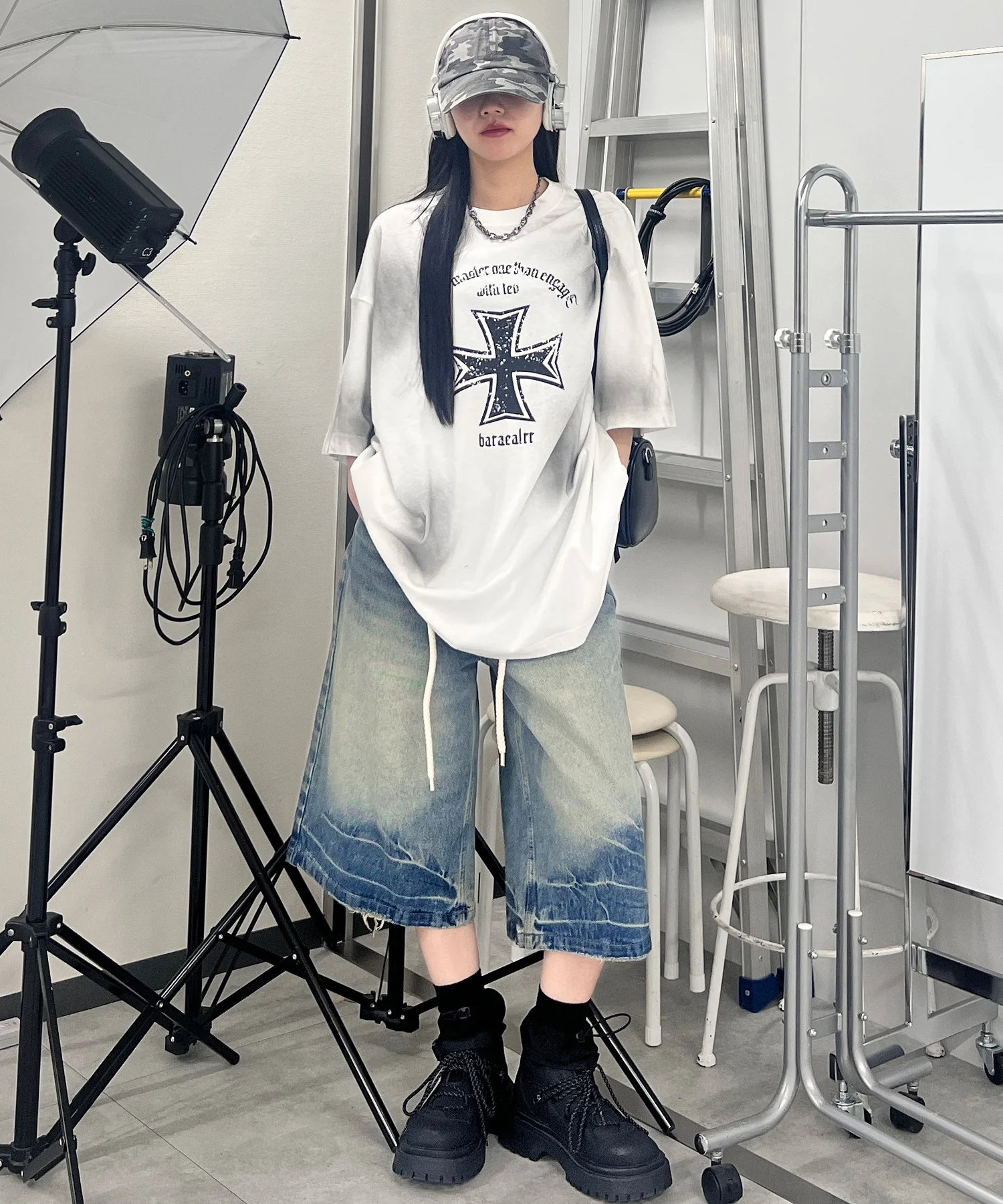 ラウンドストリングデニムハーフパンツ - Image 6