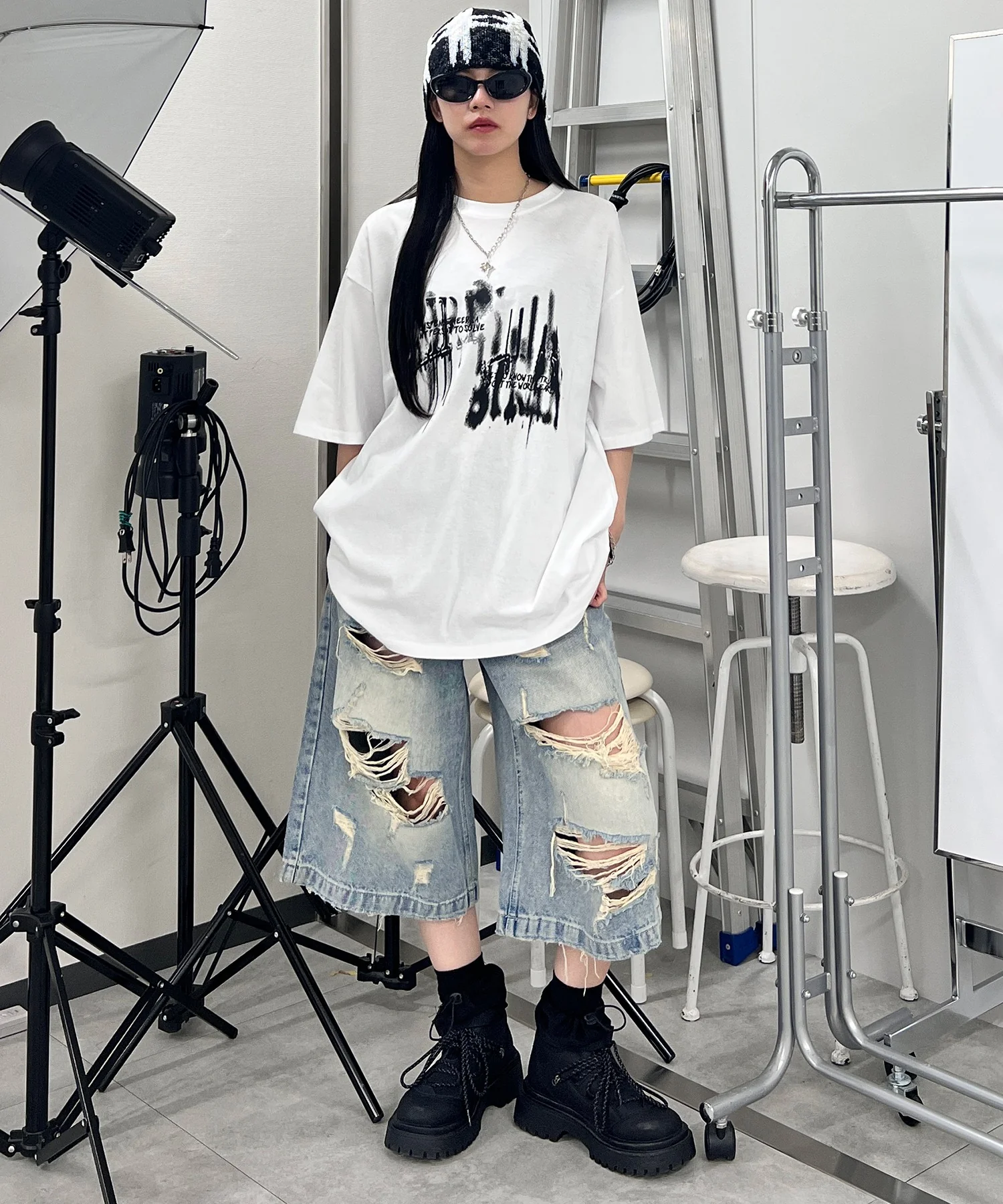 ダメージデニムハーフパンツ - Image 12