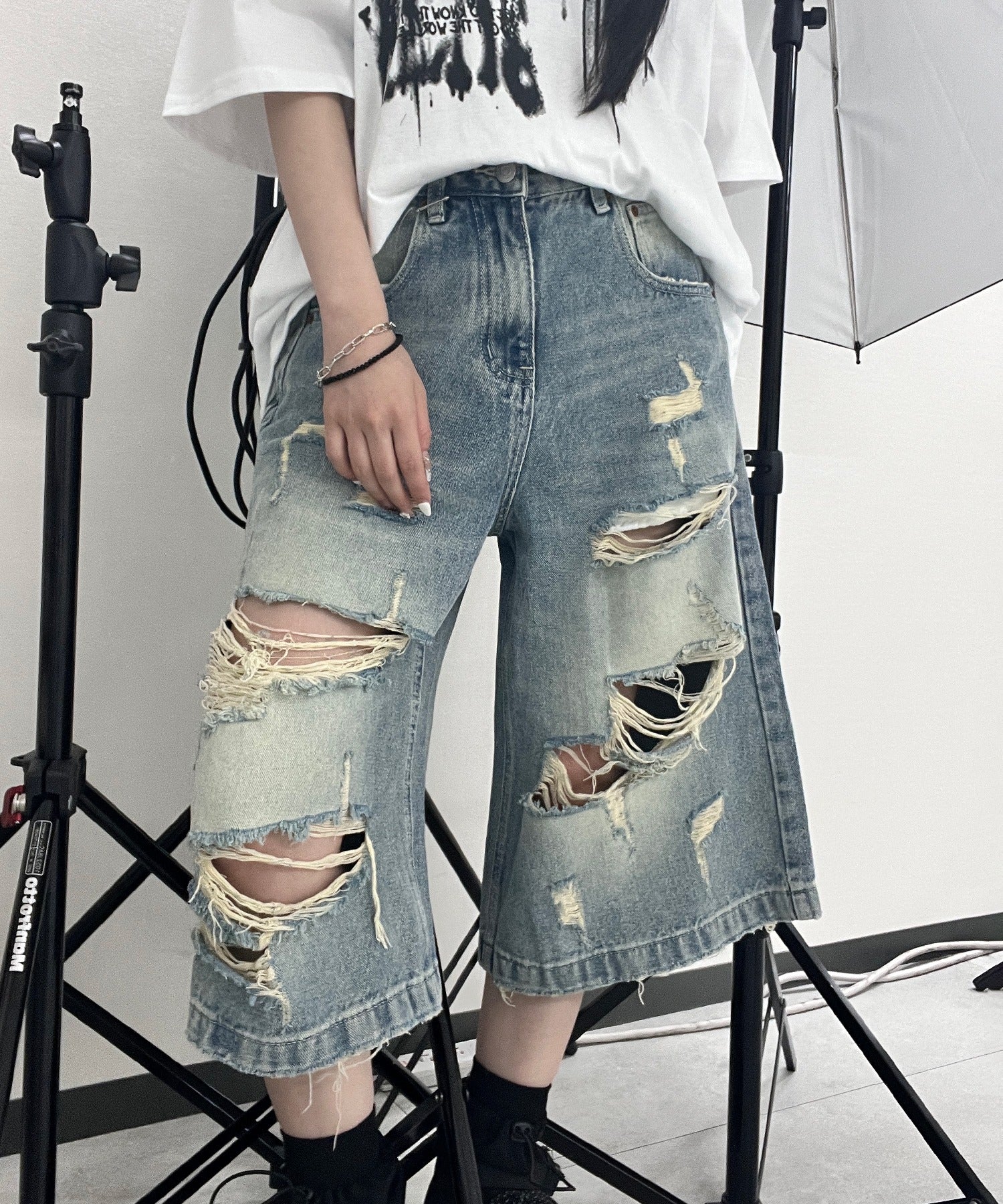 ダメージデニムハーフパンツ - Image 8