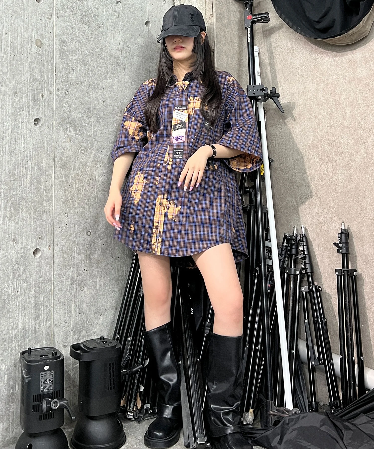 タイ付ブリーチチェックシャツ - Image 13