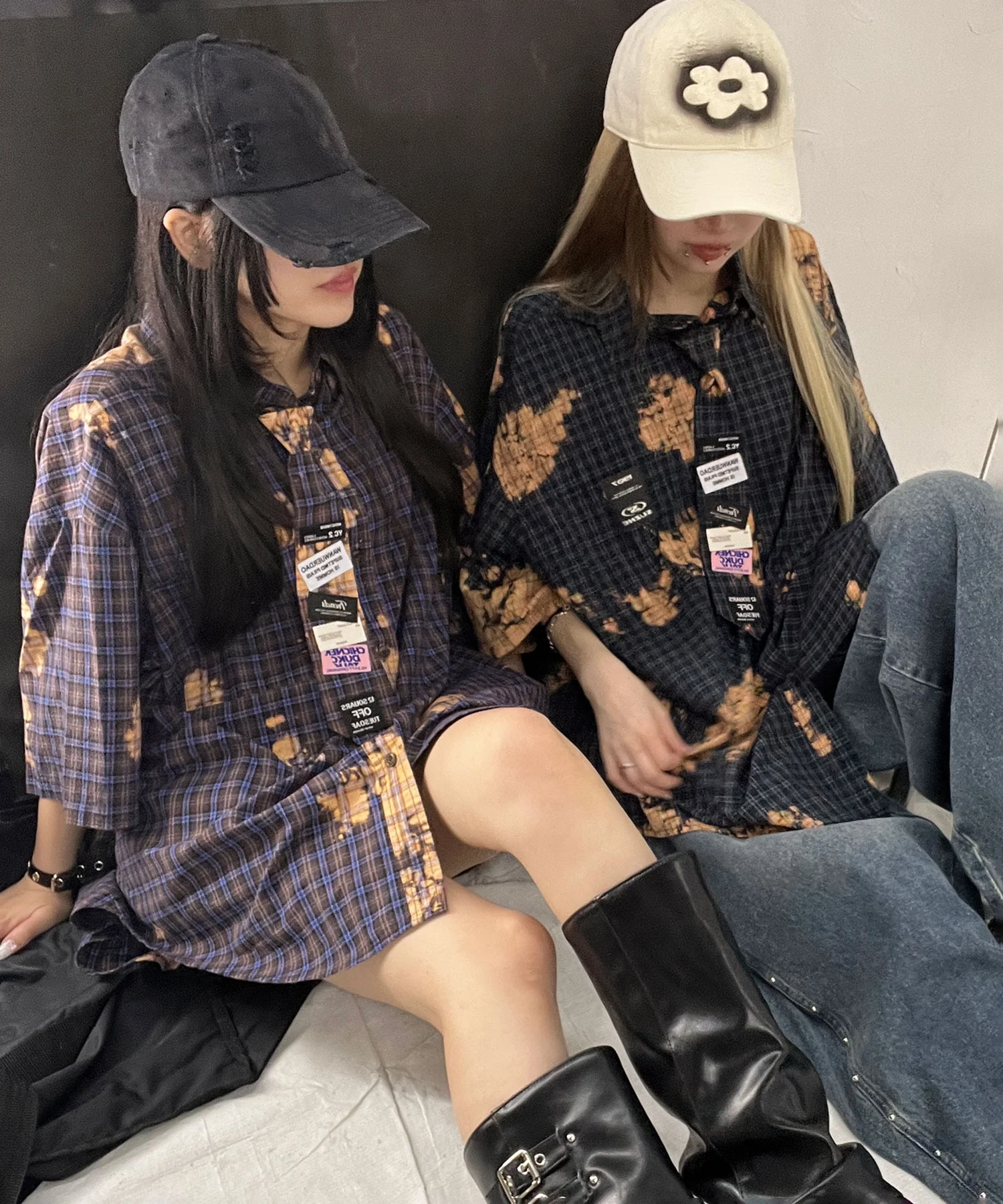 タイ付ブリーチチェックシャツ - Image 3