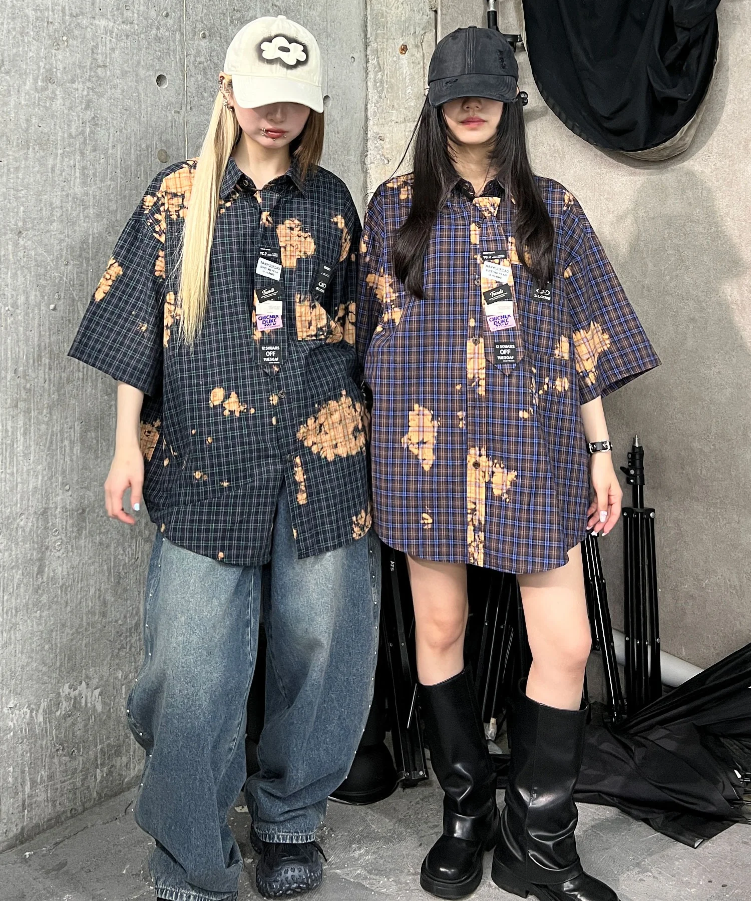 タイ付ブリーチチェックシャツ - Image 7