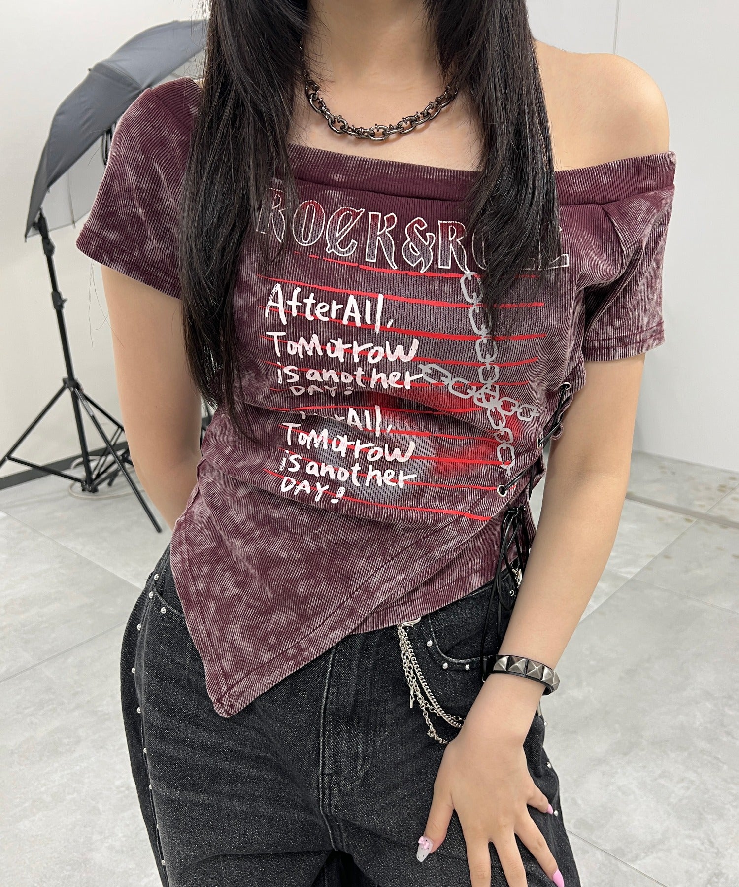 ROCK＆ROLLオフショルT - Image 5