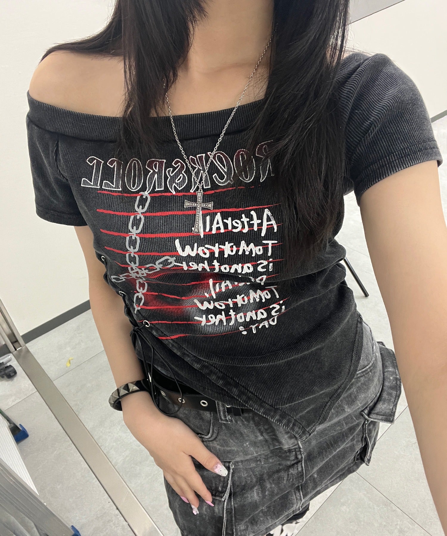 ROCK＆ROLLオフショルT - Image 8