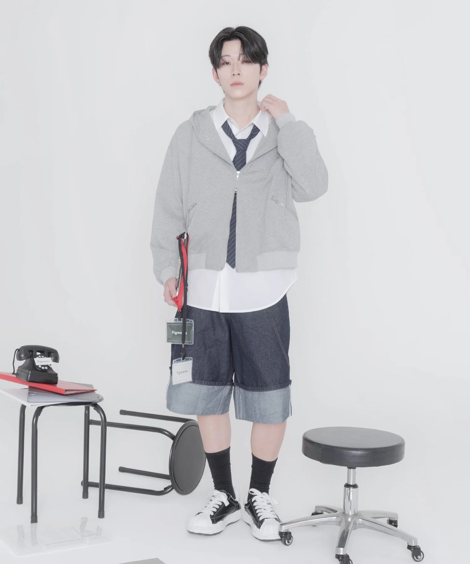 ロールアップデニムハーフパンツ - Image 3