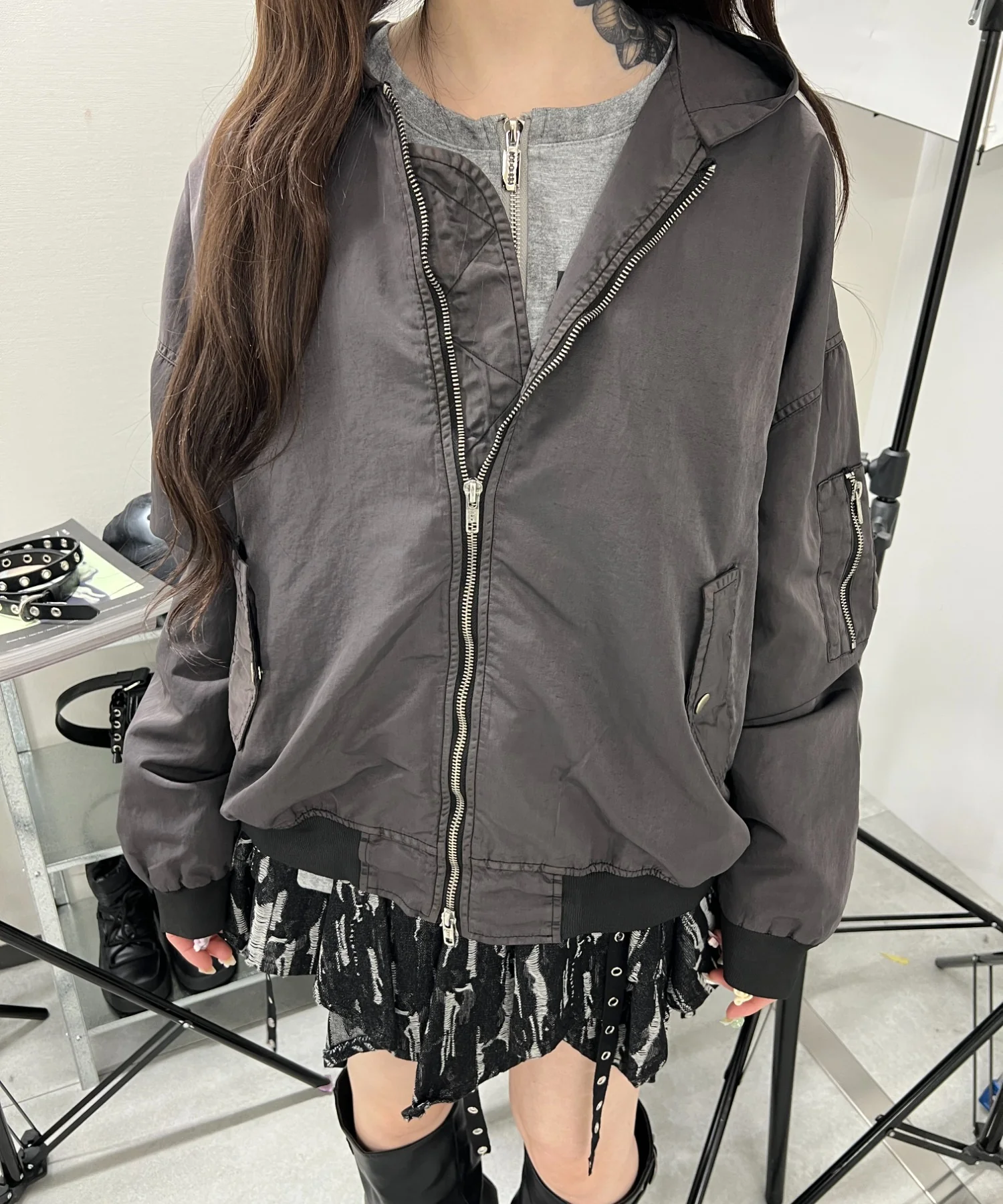 フェードフーデッドボンバージャケット - Image 8