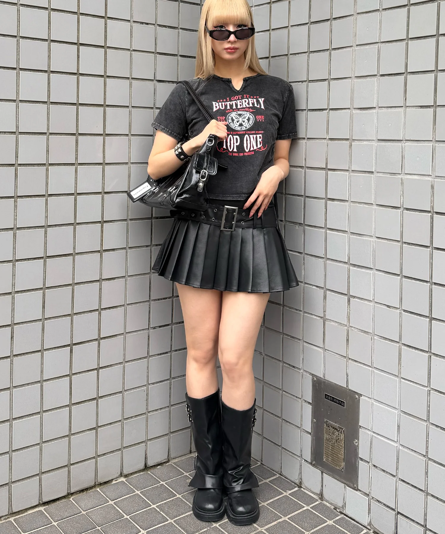 PUベルトプリーツミニスカパン - Image 2