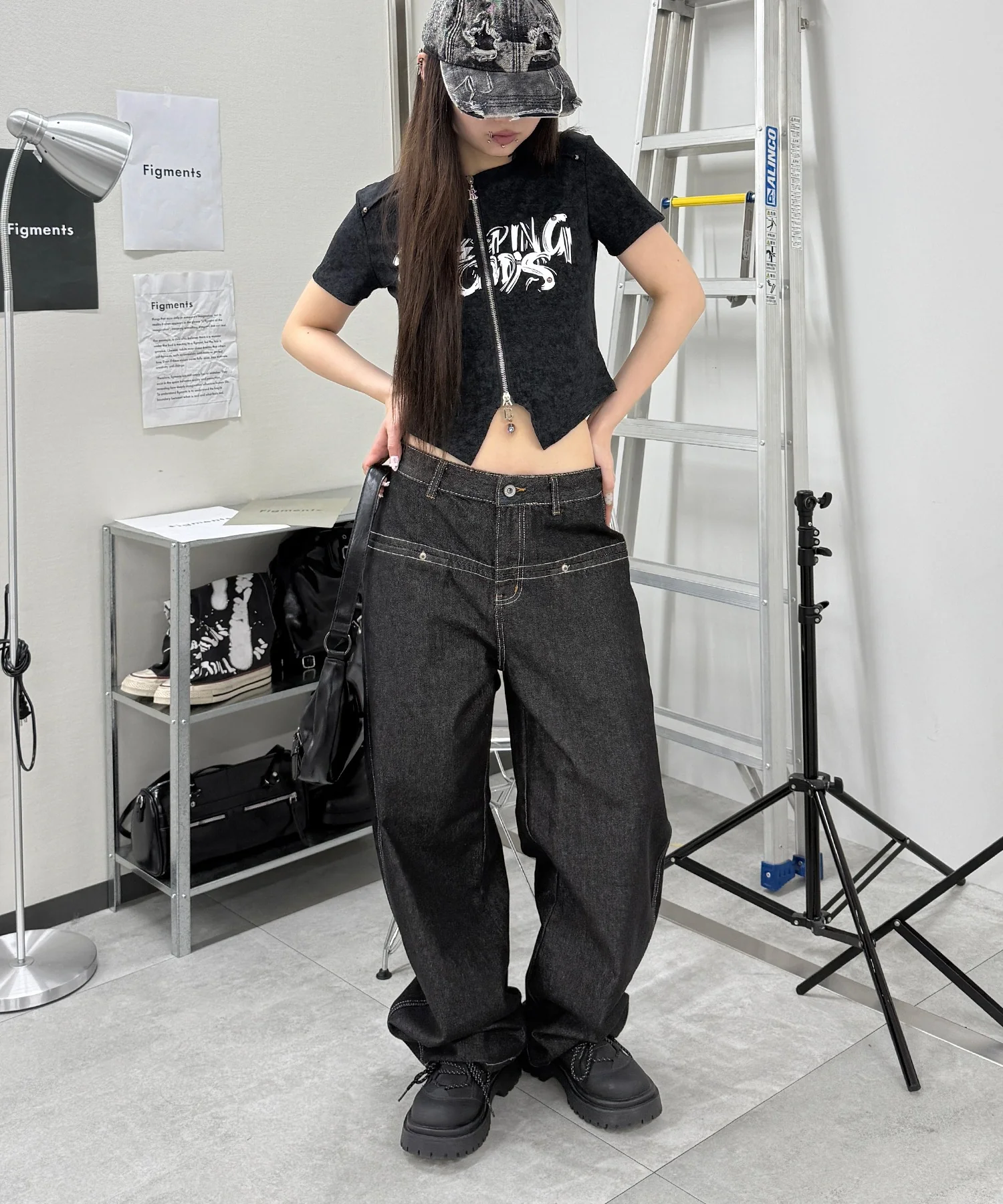 ステッチペインターバギーデニム - Image 4