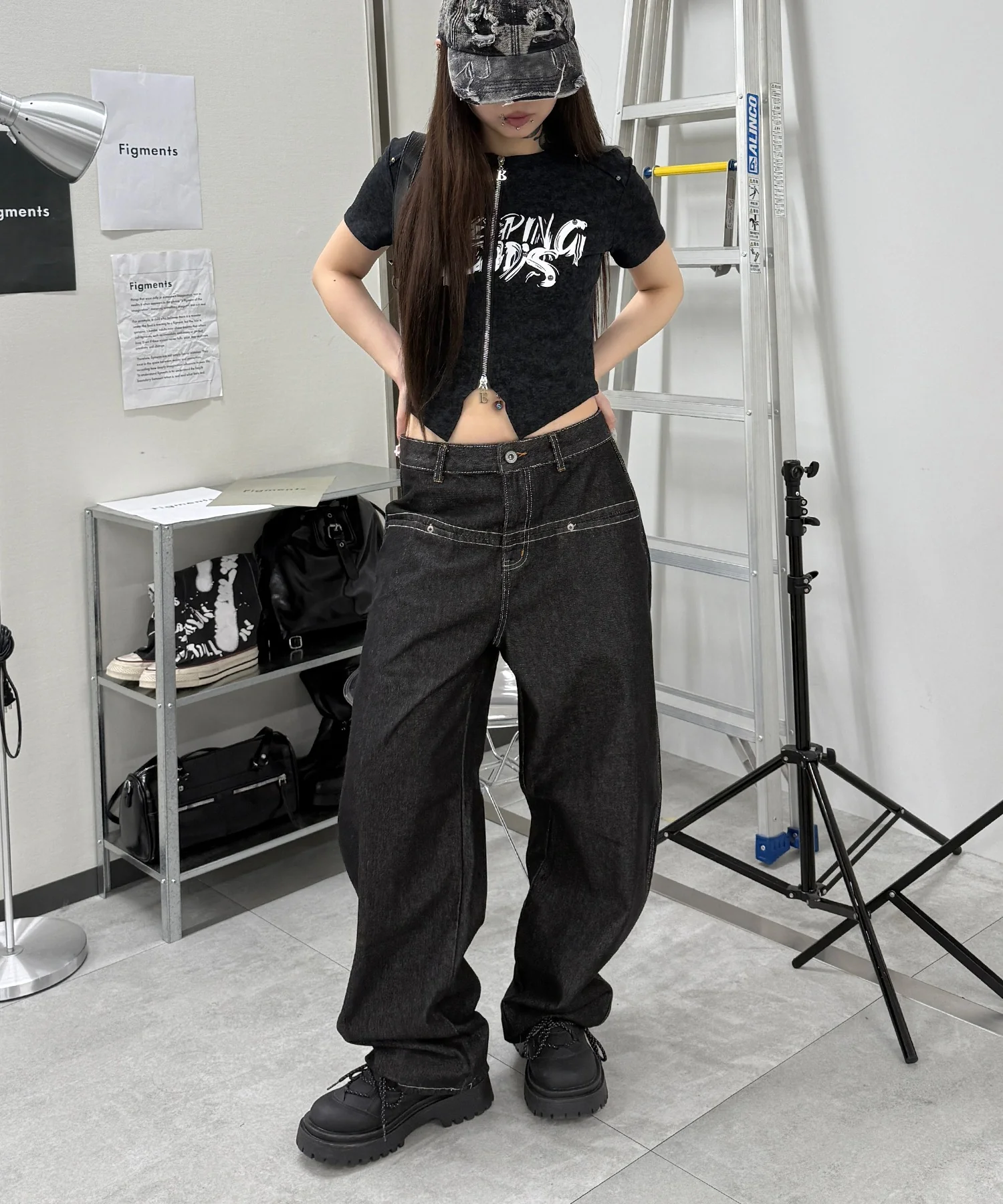 ステッチペインターバギーデニム - Image 5
