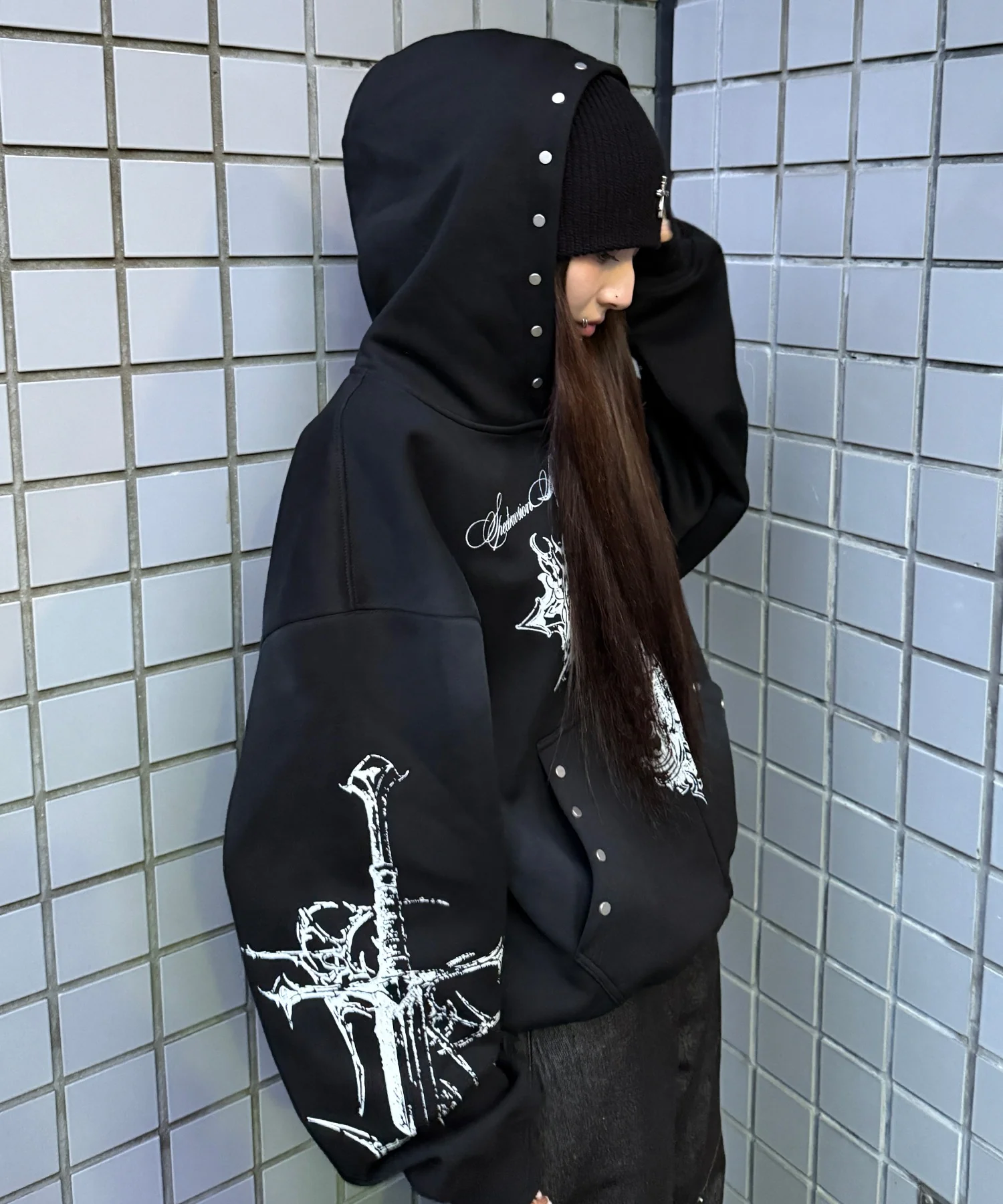 Y2Kゴシッククロスジップパーカー - Image 13