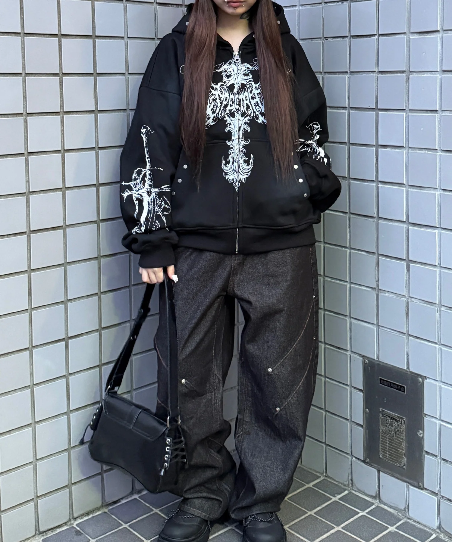 Y2Kゴシッククロスジップパーカー - Image 14