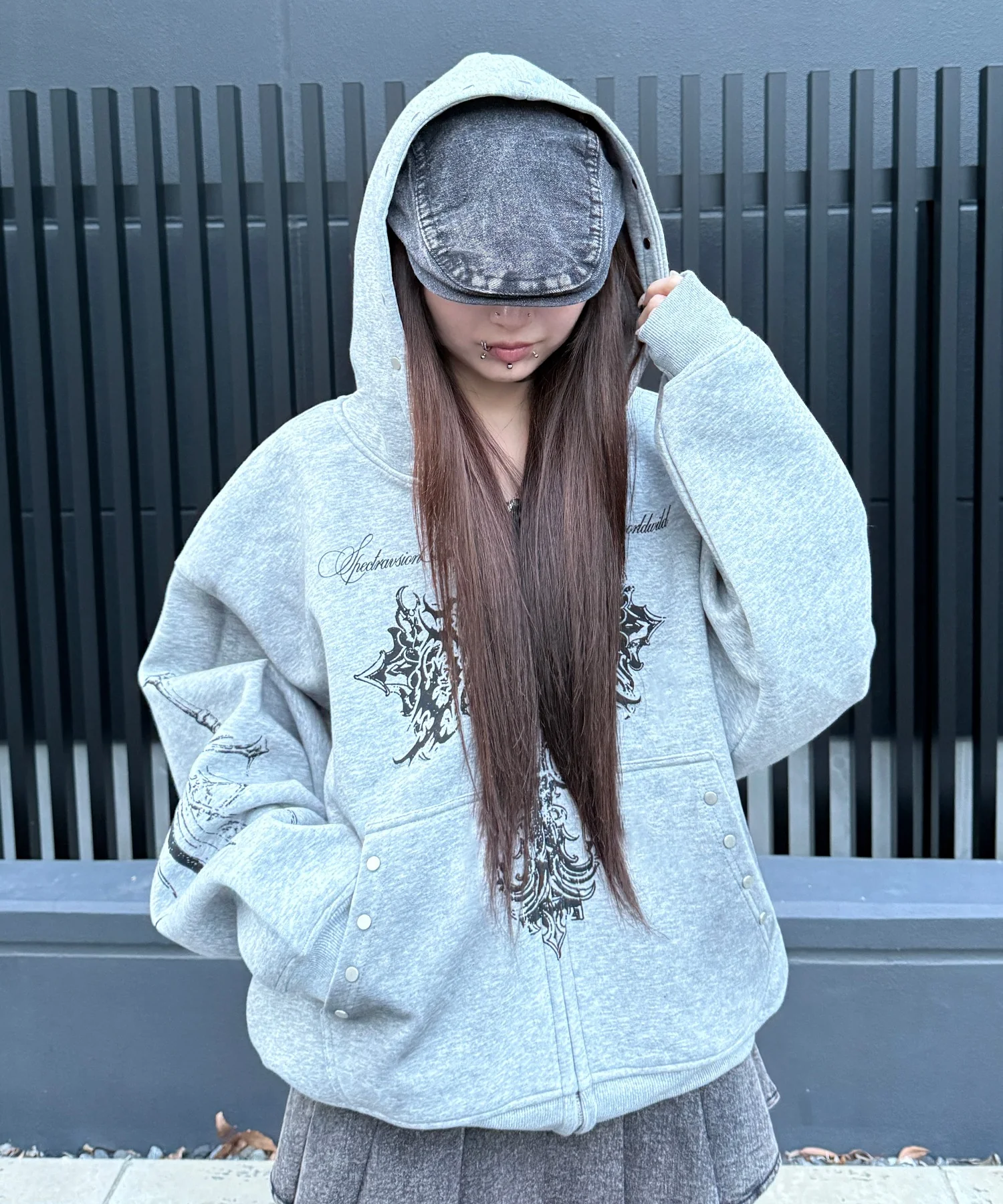 Y2Kゴシッククロスジップパーカー - Image 7