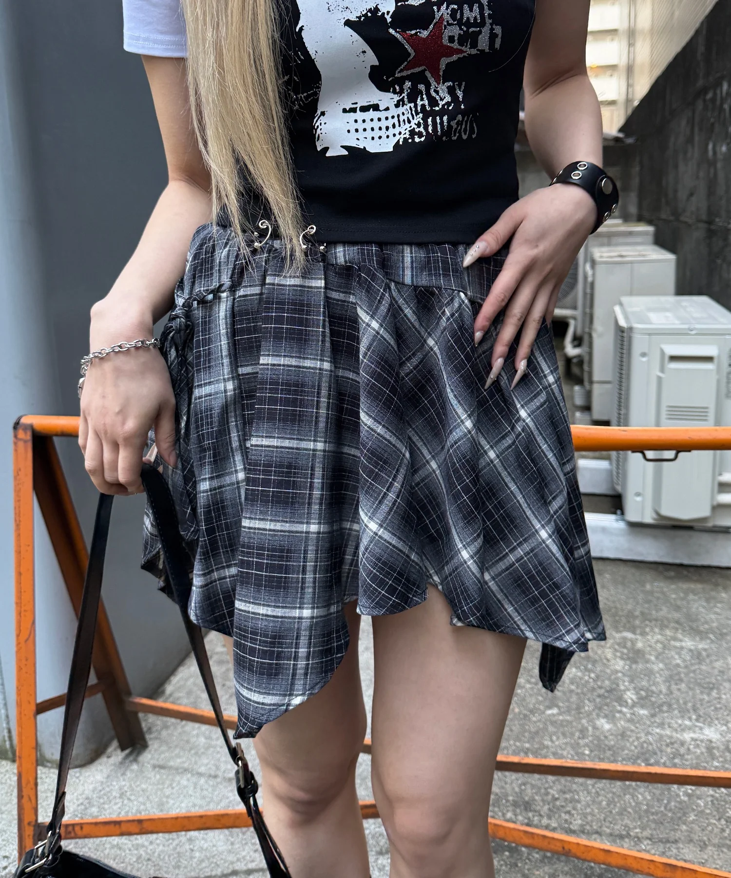 チェックイレヘムミニスカート
