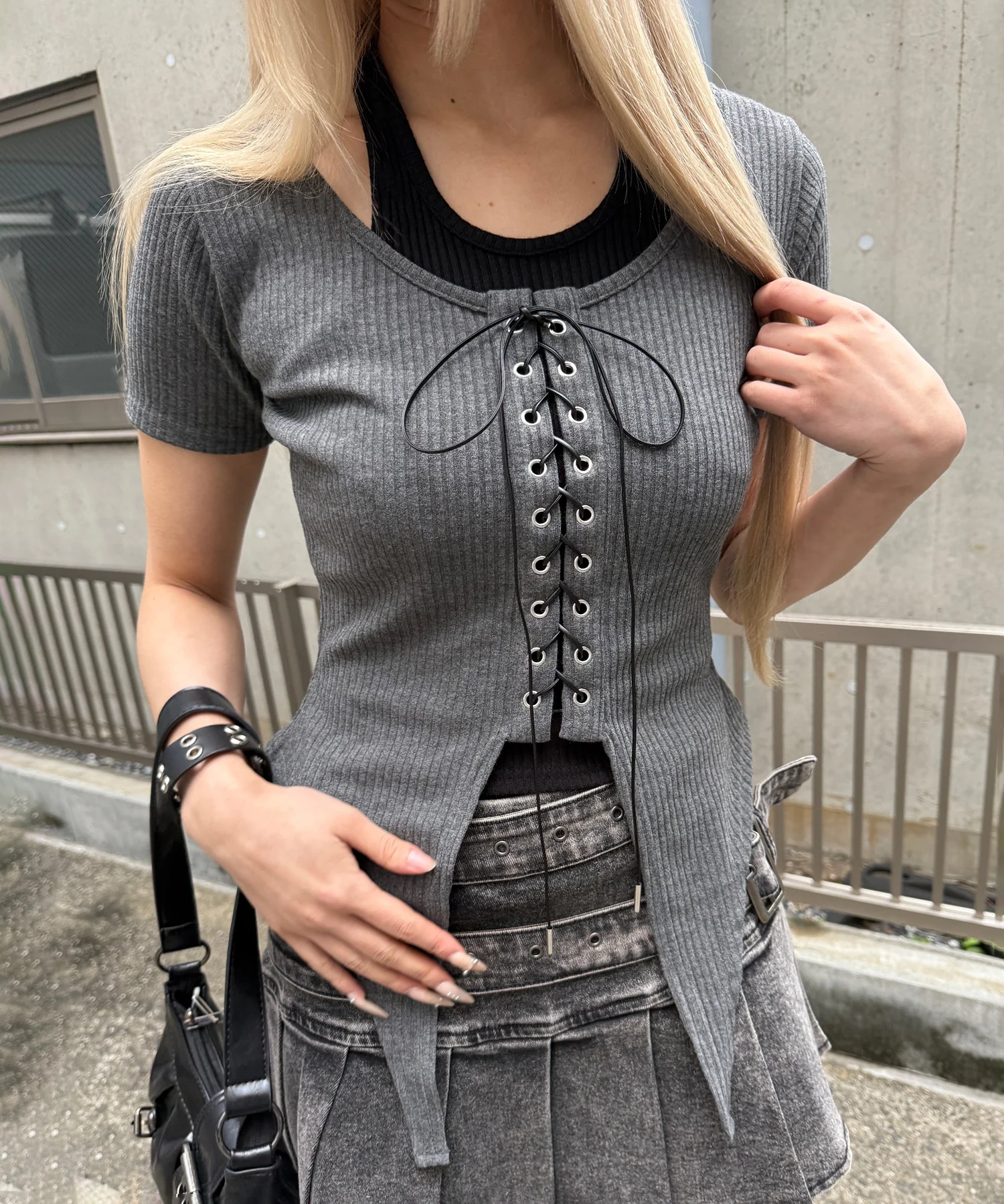 レースアップレイヤードヘムSSトップ - Image 7