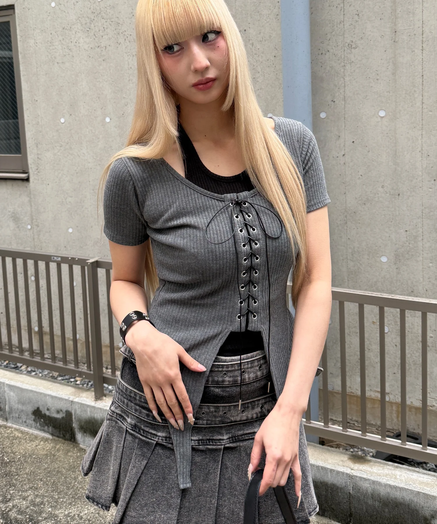 レースアップレイヤードヘムSSトップ - Image 8