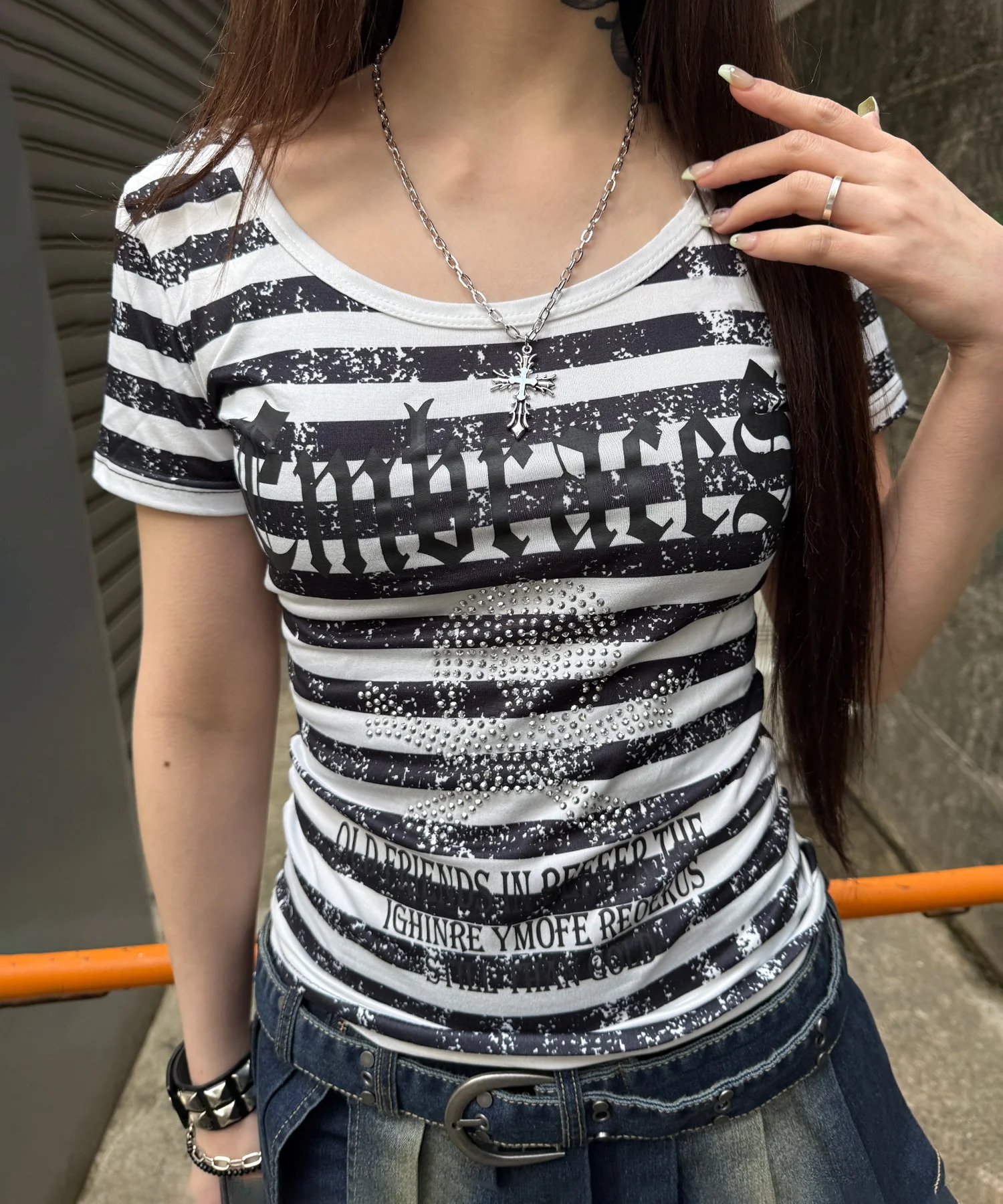 ラインストーンスカルTシャツ - Image 2