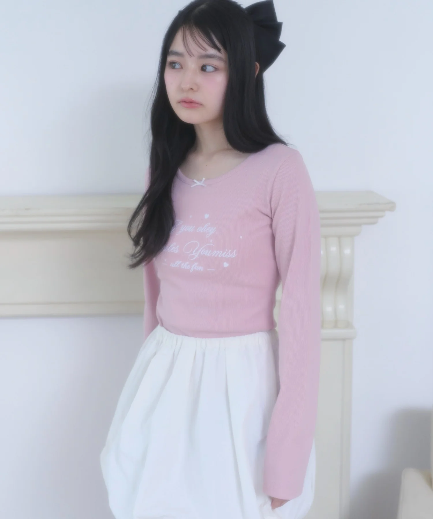 リボン付き刺繡リブロンT - Image 6