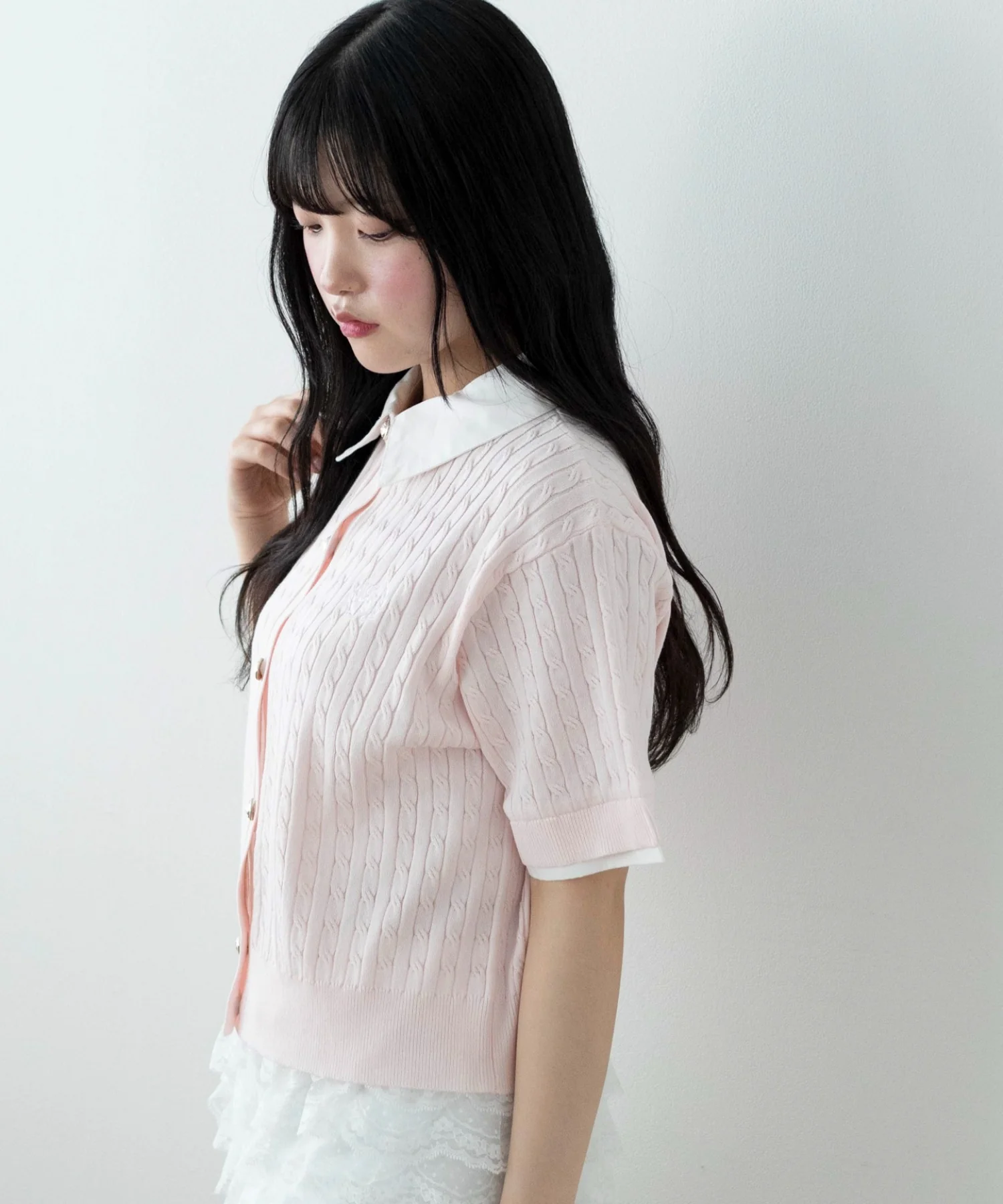 キンボタンエリツキケーブルニット - Image 11