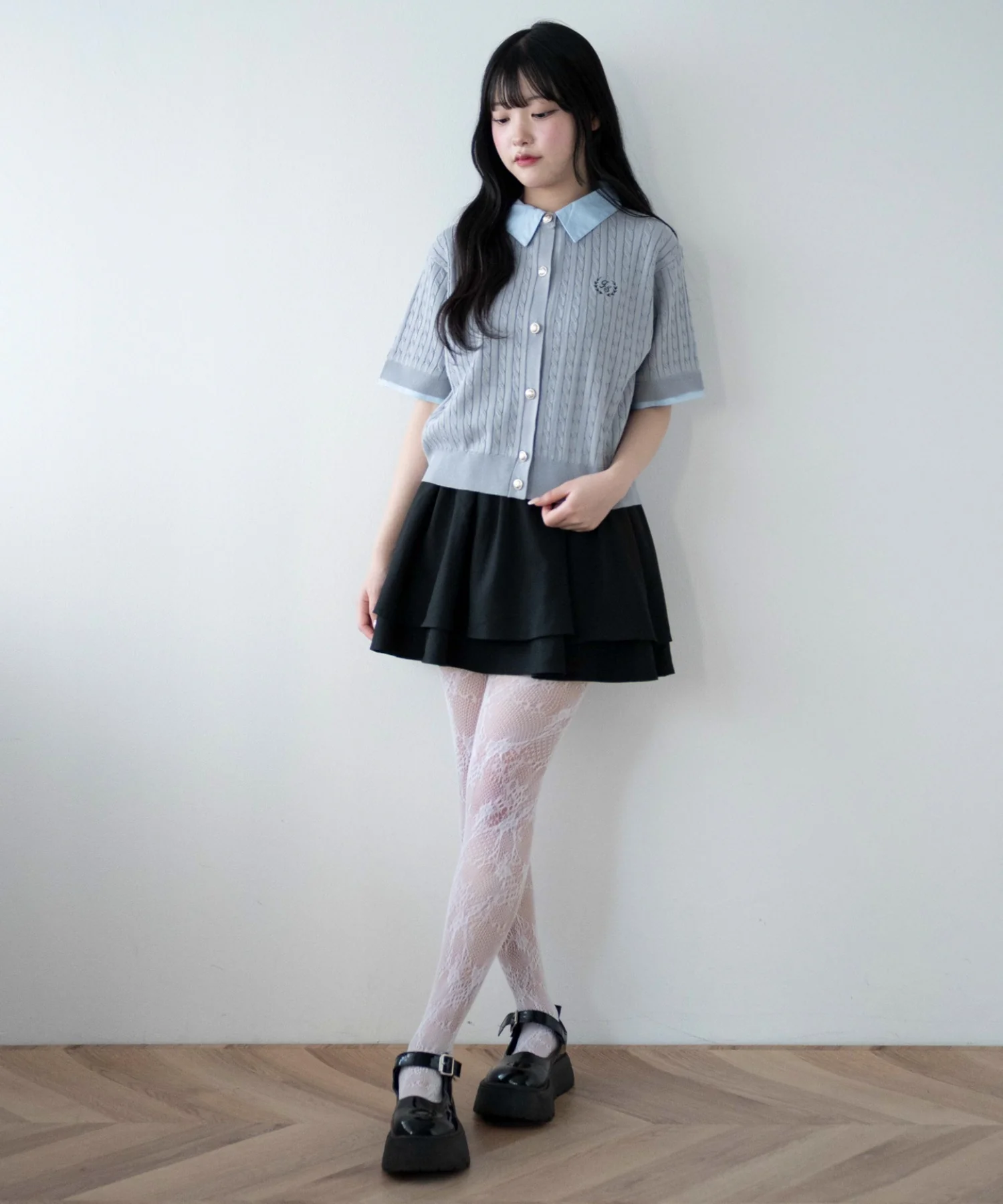 キンボタンエリツキケーブルニット - Image 6