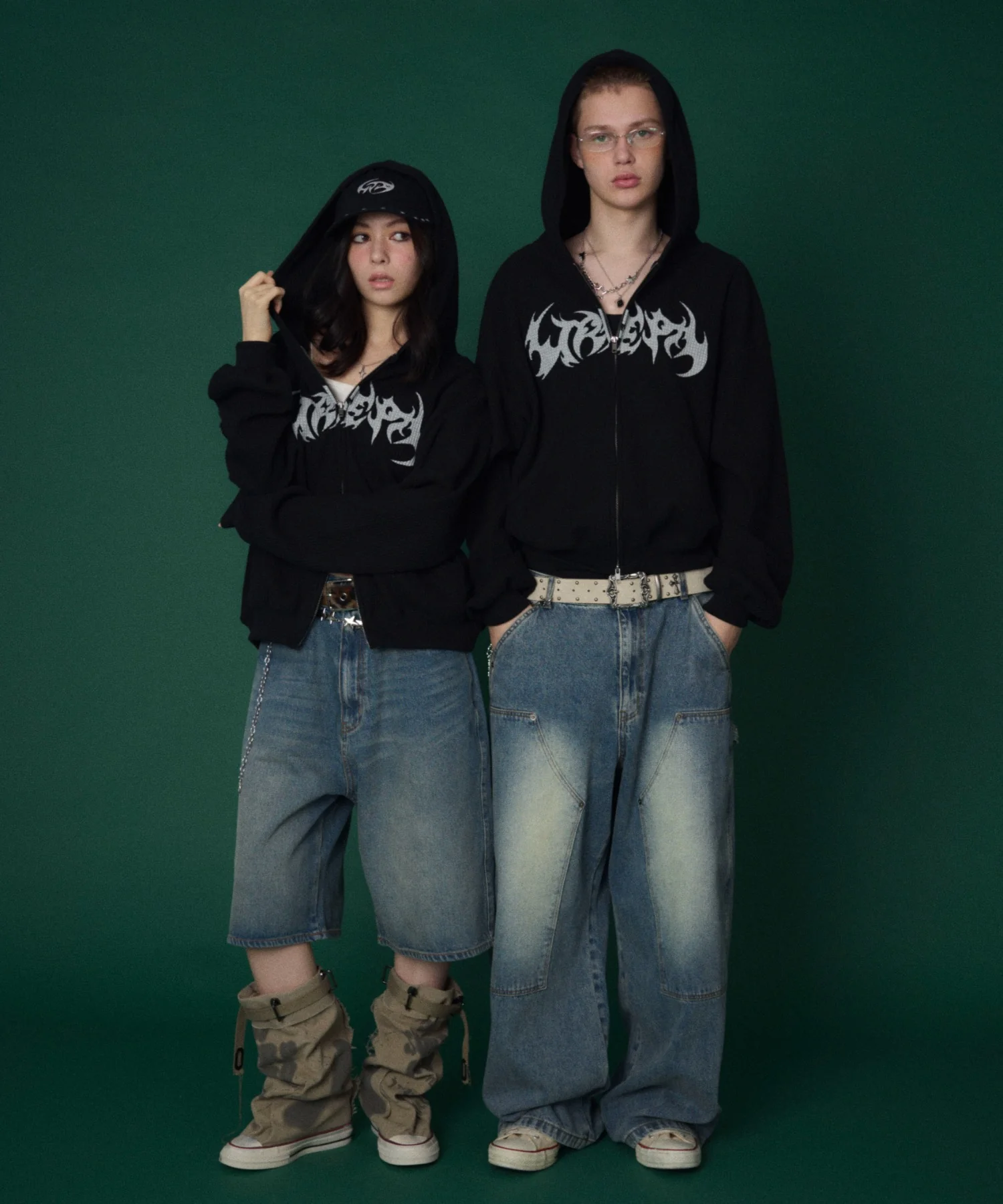 ワッフルグラフィックカットZIPパーカー - Image 15