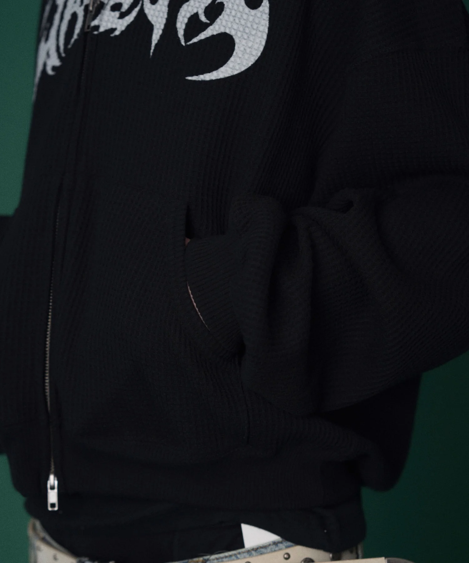 ワッフルグラフィックカットZIPパーカー - Image 21