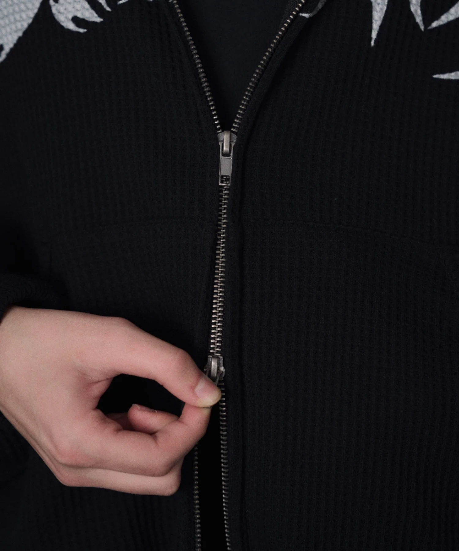 ワッフルグラフィックカットZIPパーカー - Image 22