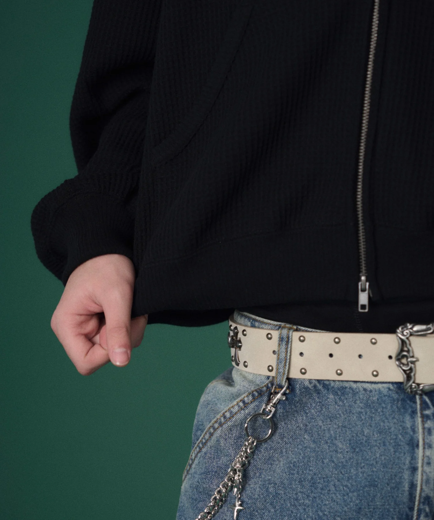 ワッフルグラフィックカットZIPパーカー - Image 23