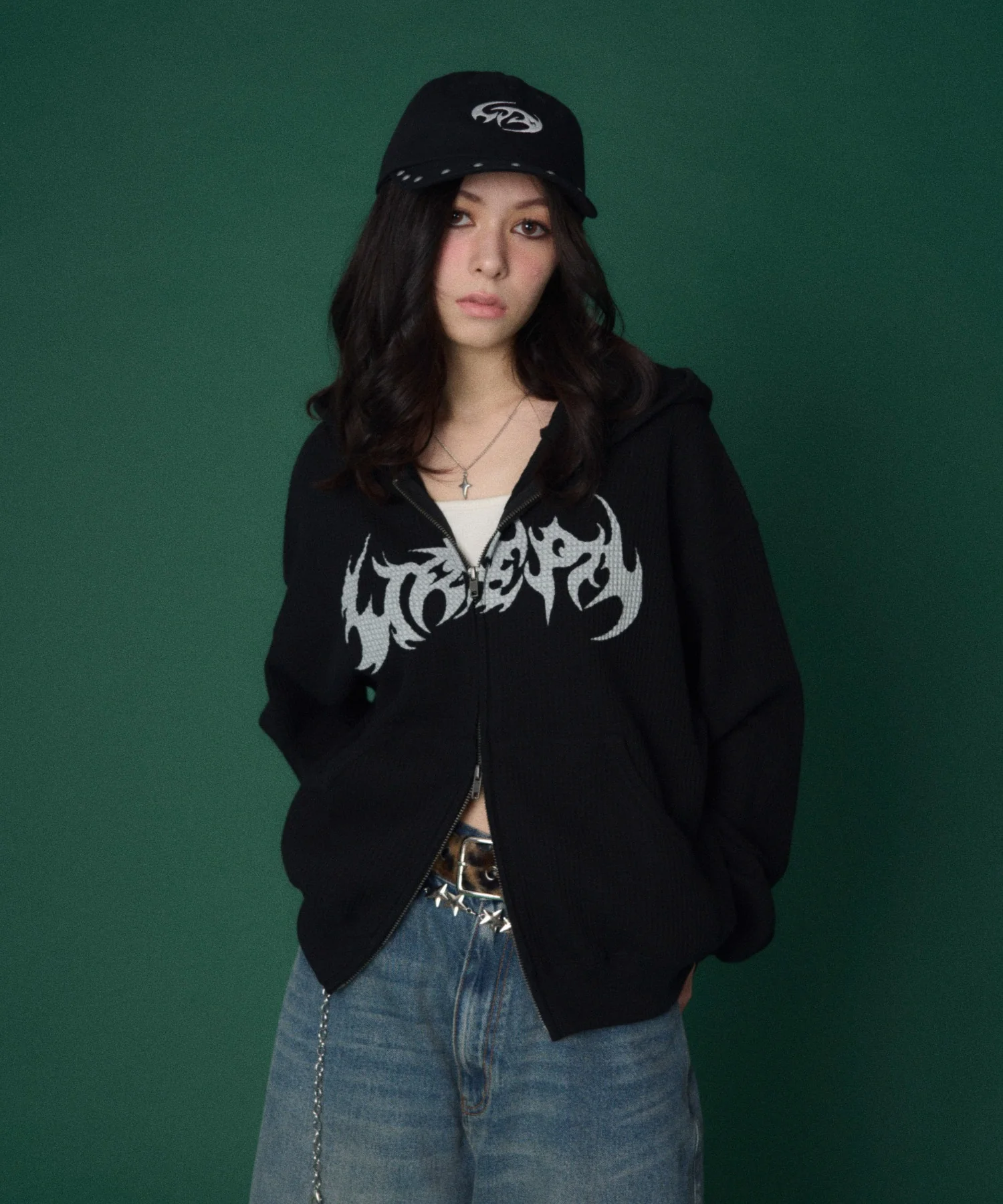 ワッフルグラフィックカットZIPパーカー - Image 27