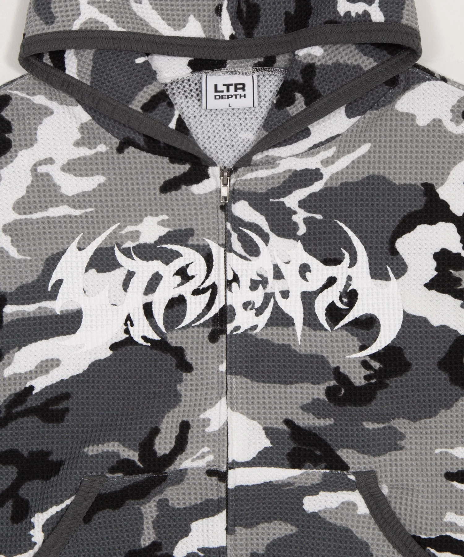 ワッフルグラフィックカットZIPパーカー - Image 42