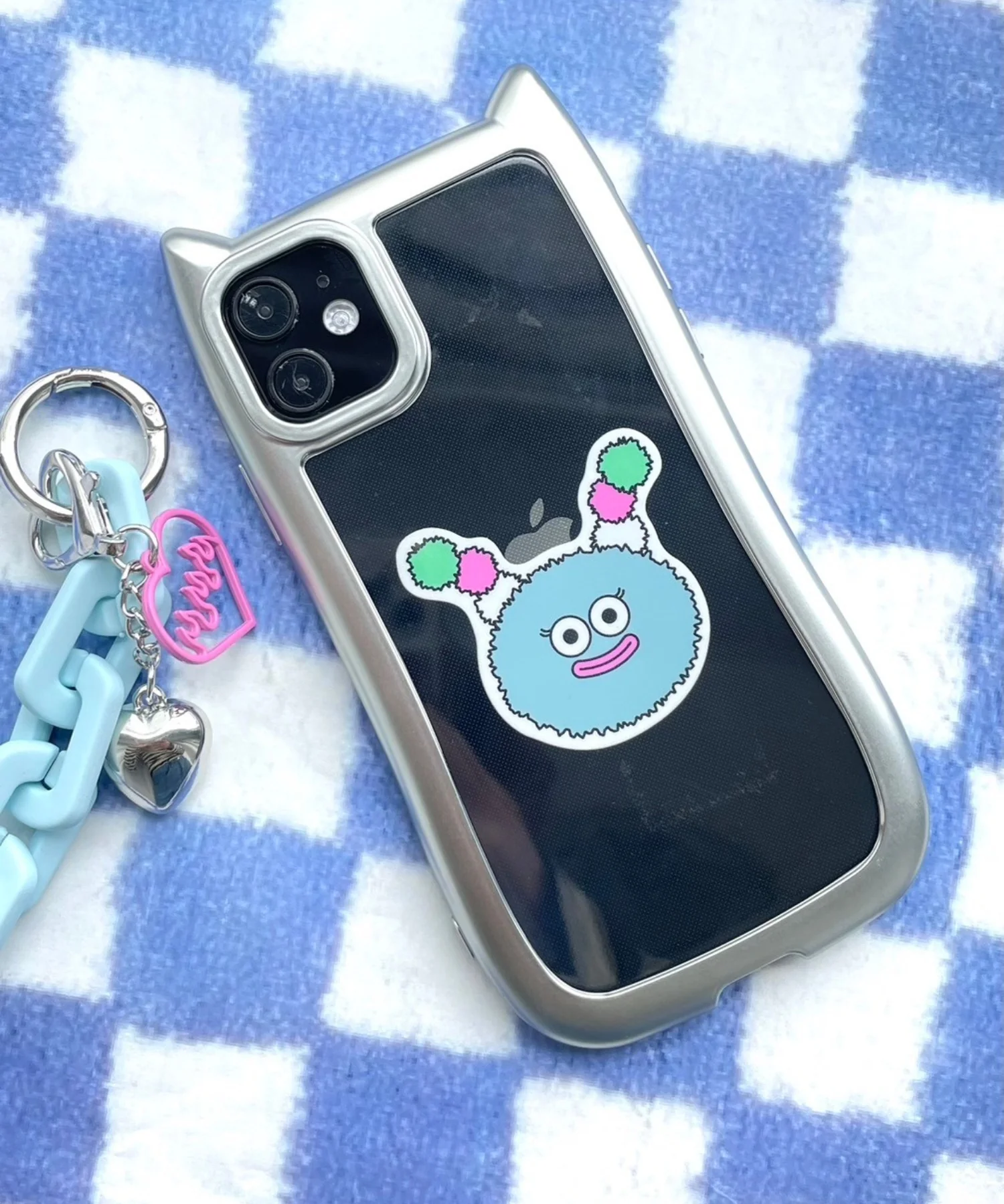 猫耳フレームiphoneケース(シルバー)