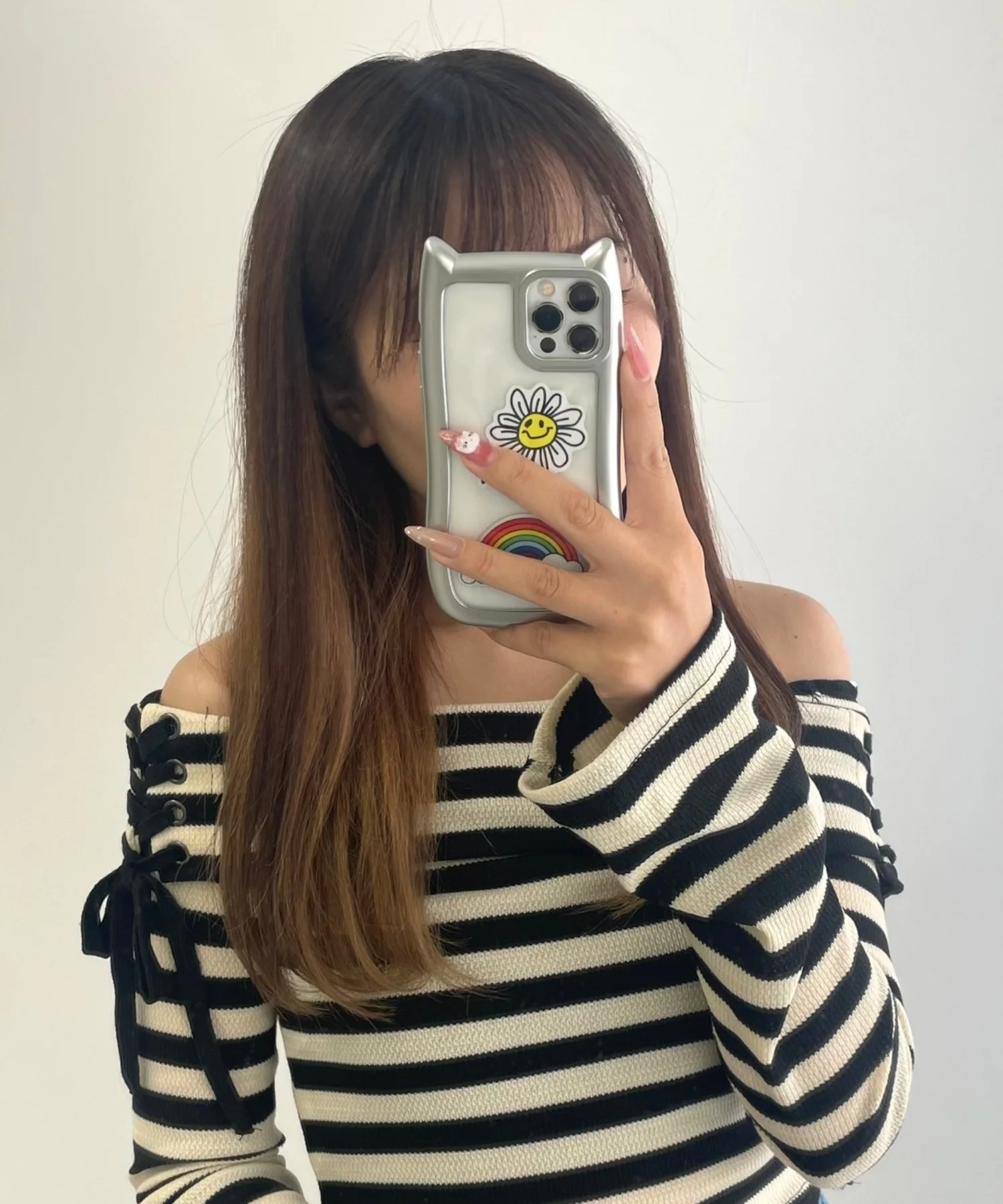 猫耳フレームiphoneケース(シルバー) - Image 7