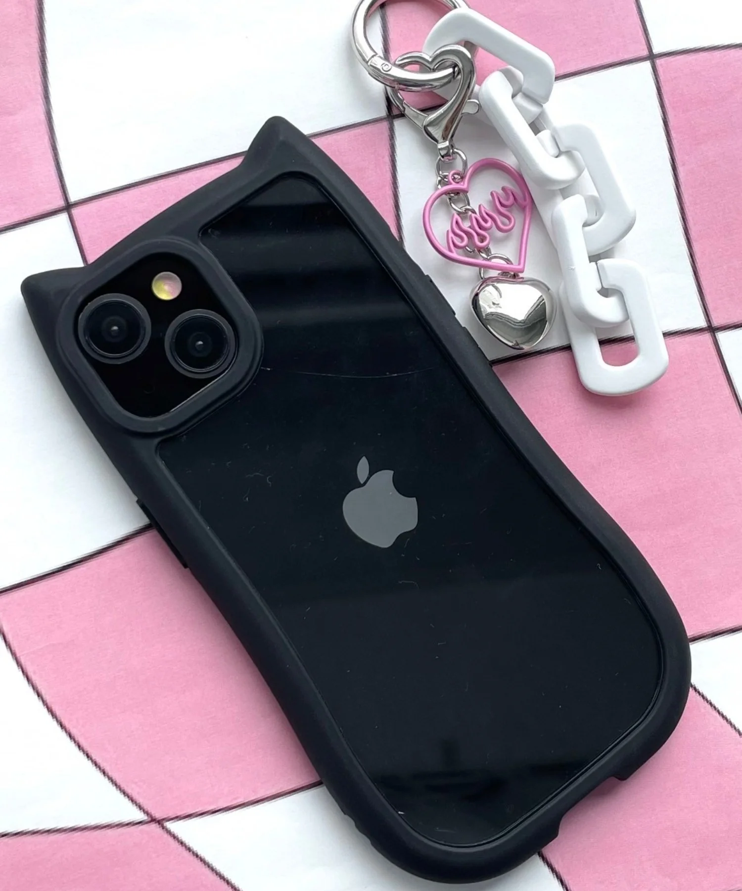 猫耳フレームiphoneケース(ブラック) - Image 3