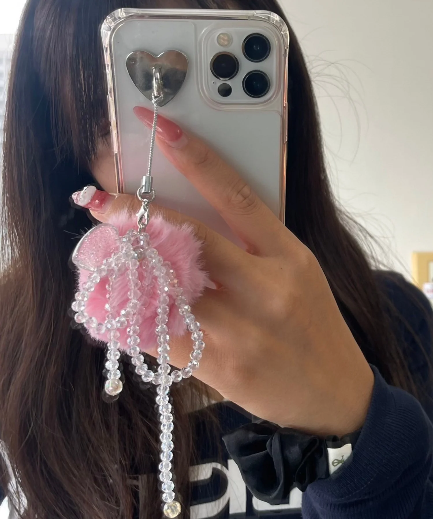 ビーズリボンファーぽんぽんキーホルダー - Image 3