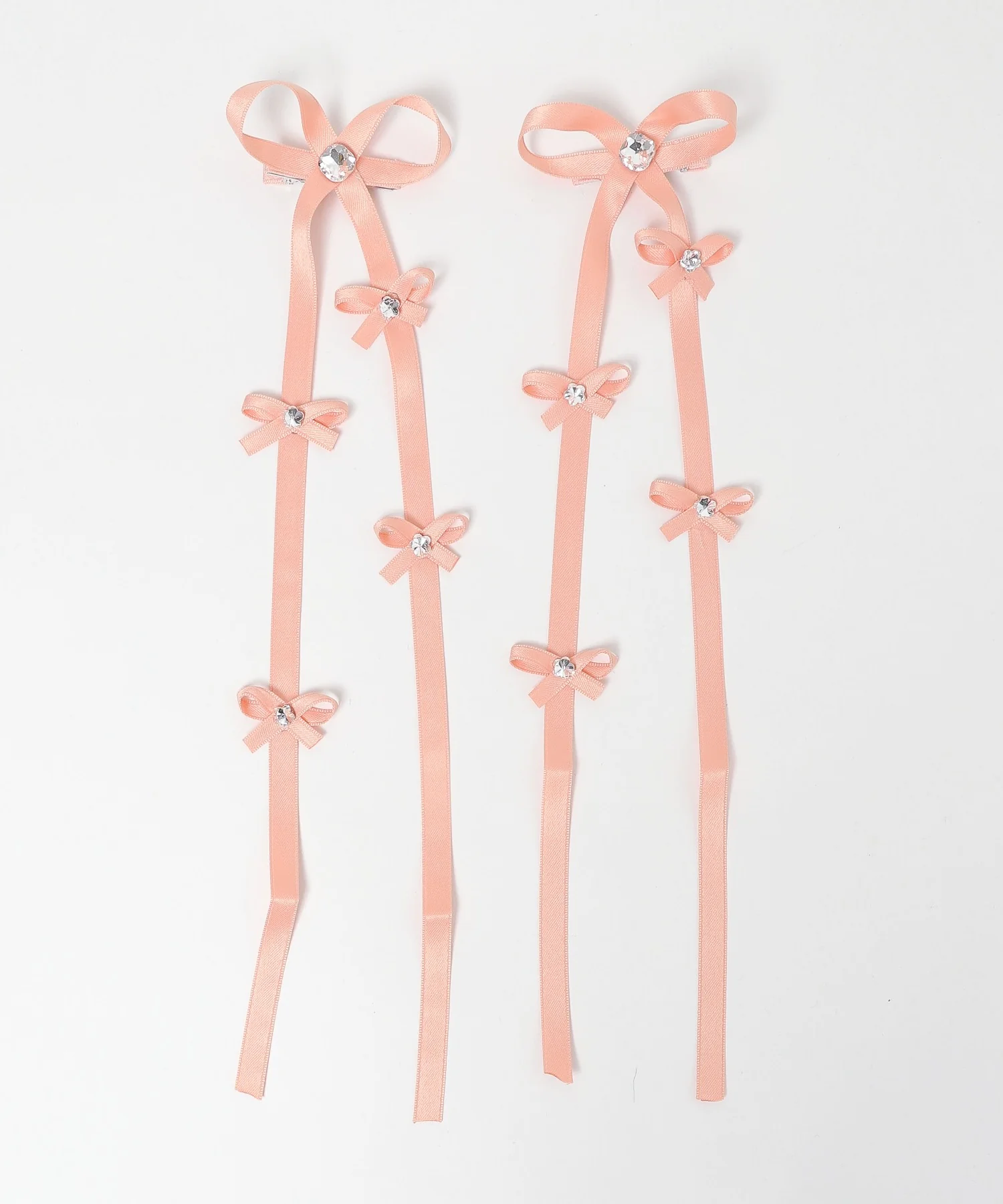 ビジューポイントリボンヘアクリップ2P