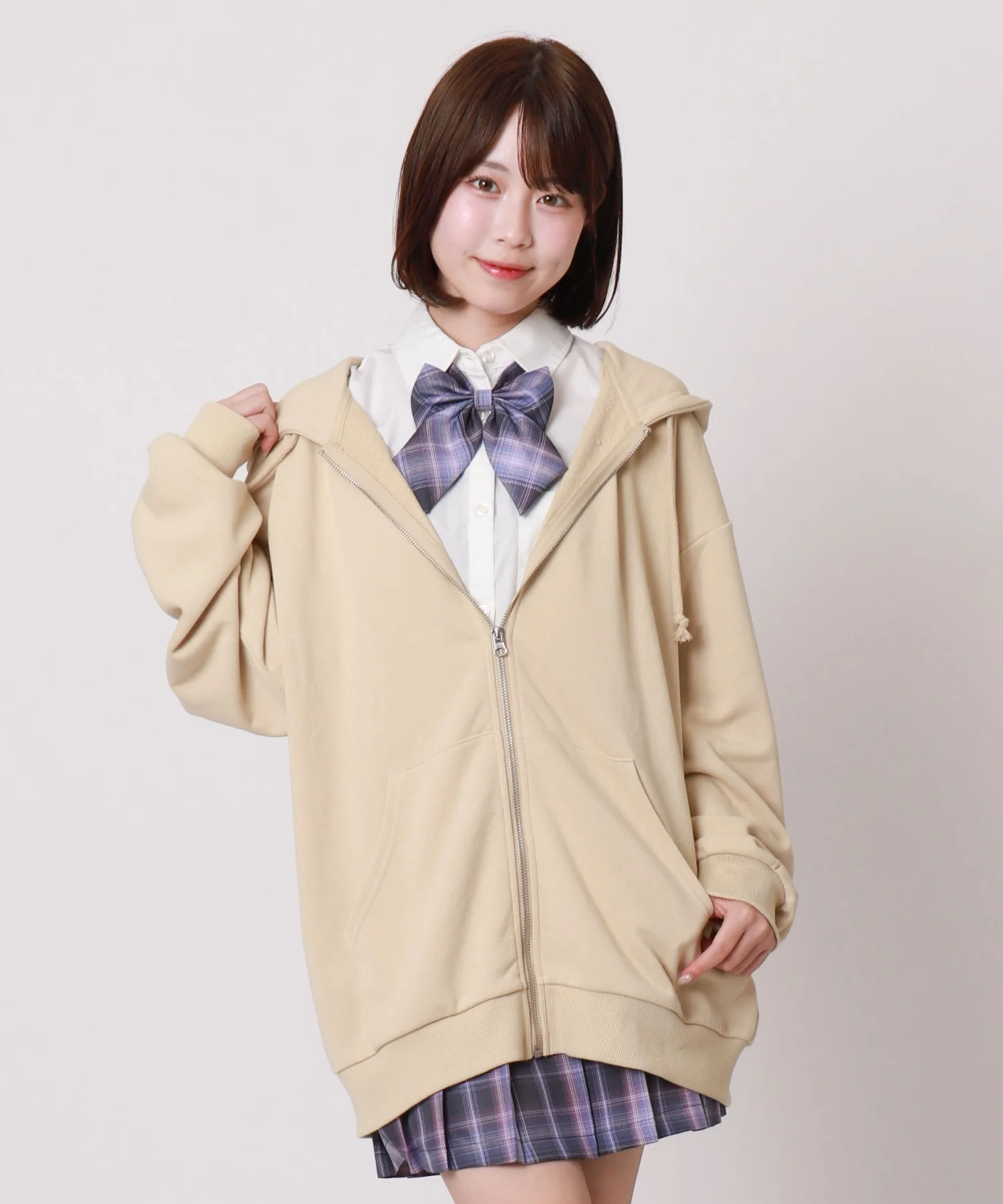 【スクール】ルーズフィットZIPパーカー - Image 4
