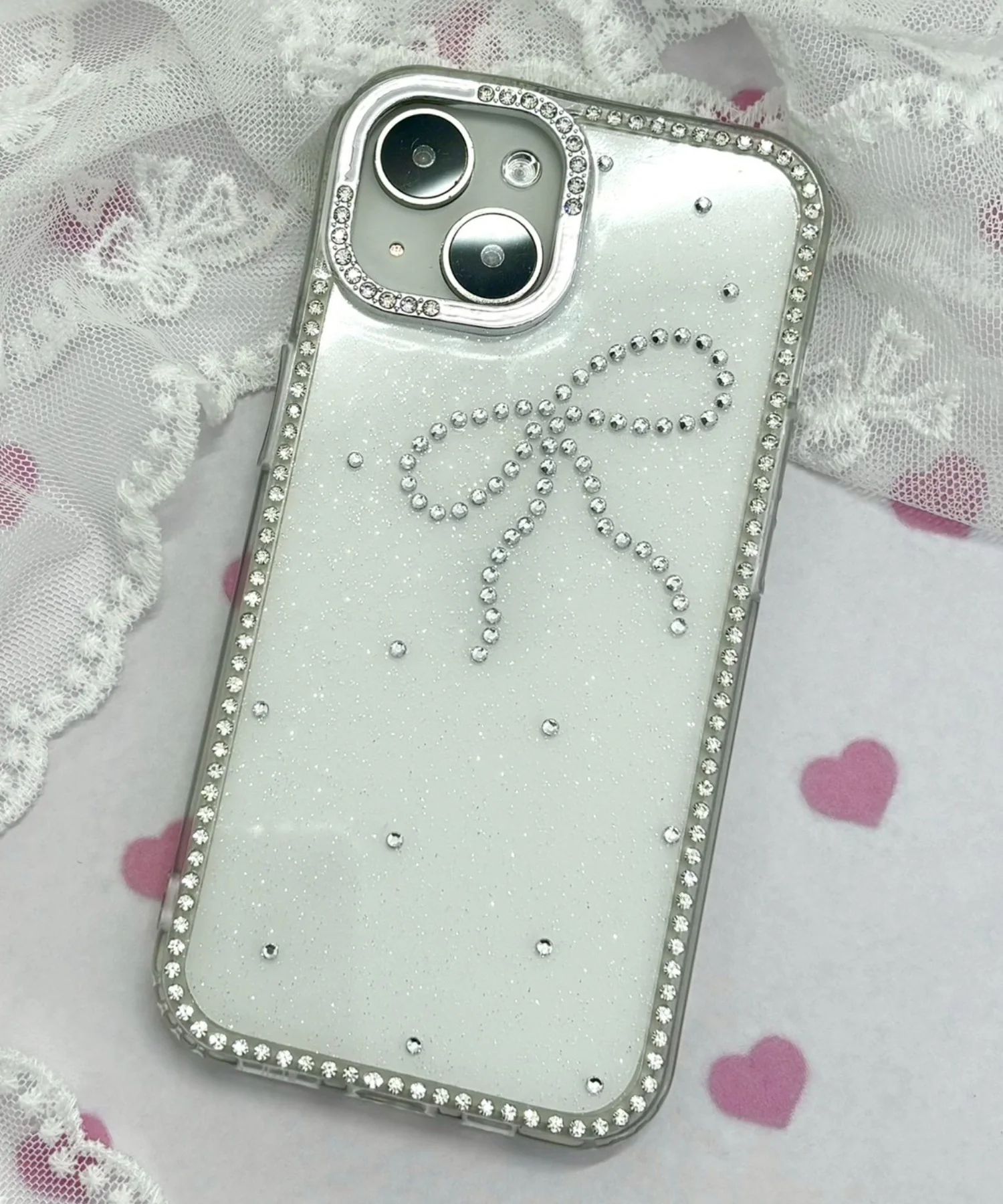 リボンビジューラメiphoneケース(ホワイト) - Image 3