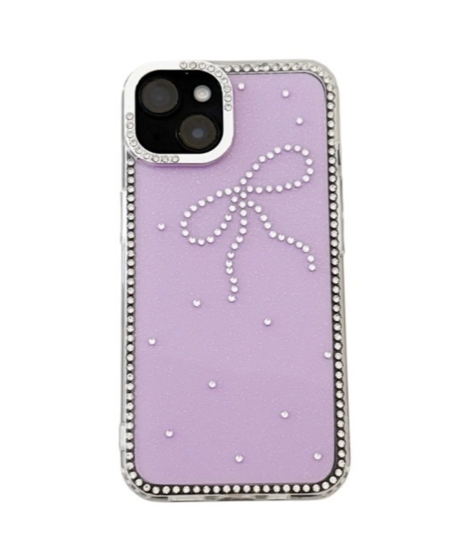 リボンビジューラメiphoneケース(パープル)