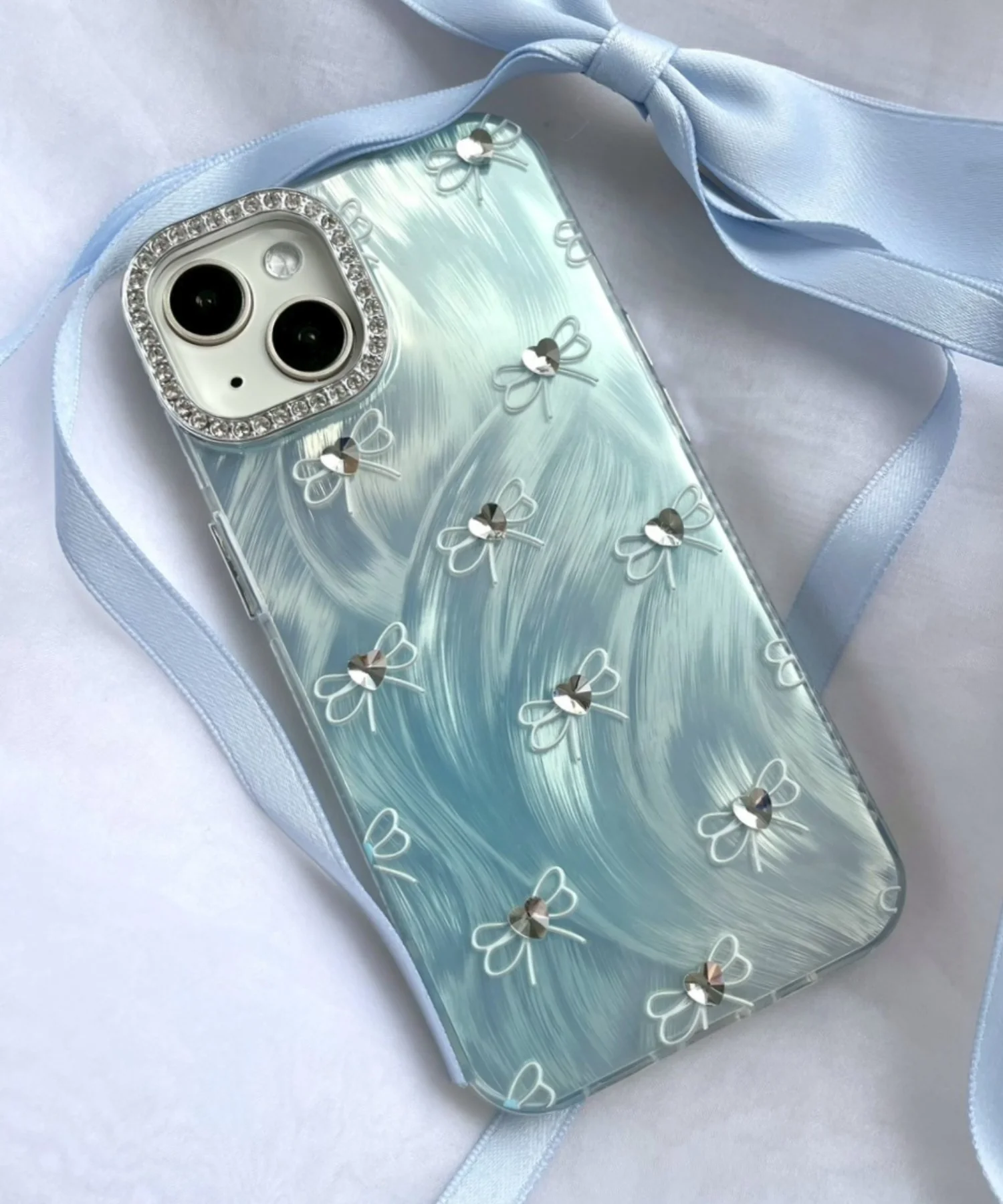 ビジューリボンiphoneケース(サックス) - Image 3