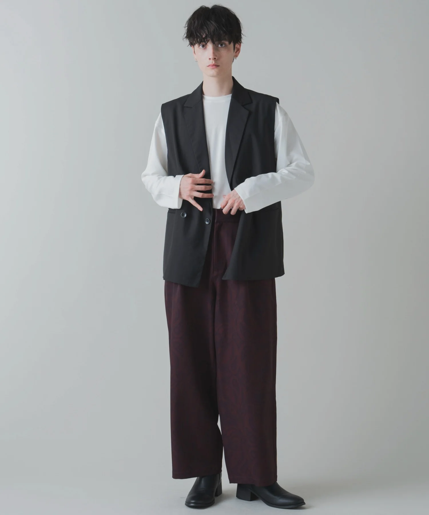 トロミ　総柄ワイドストレートスラックス - Image 4