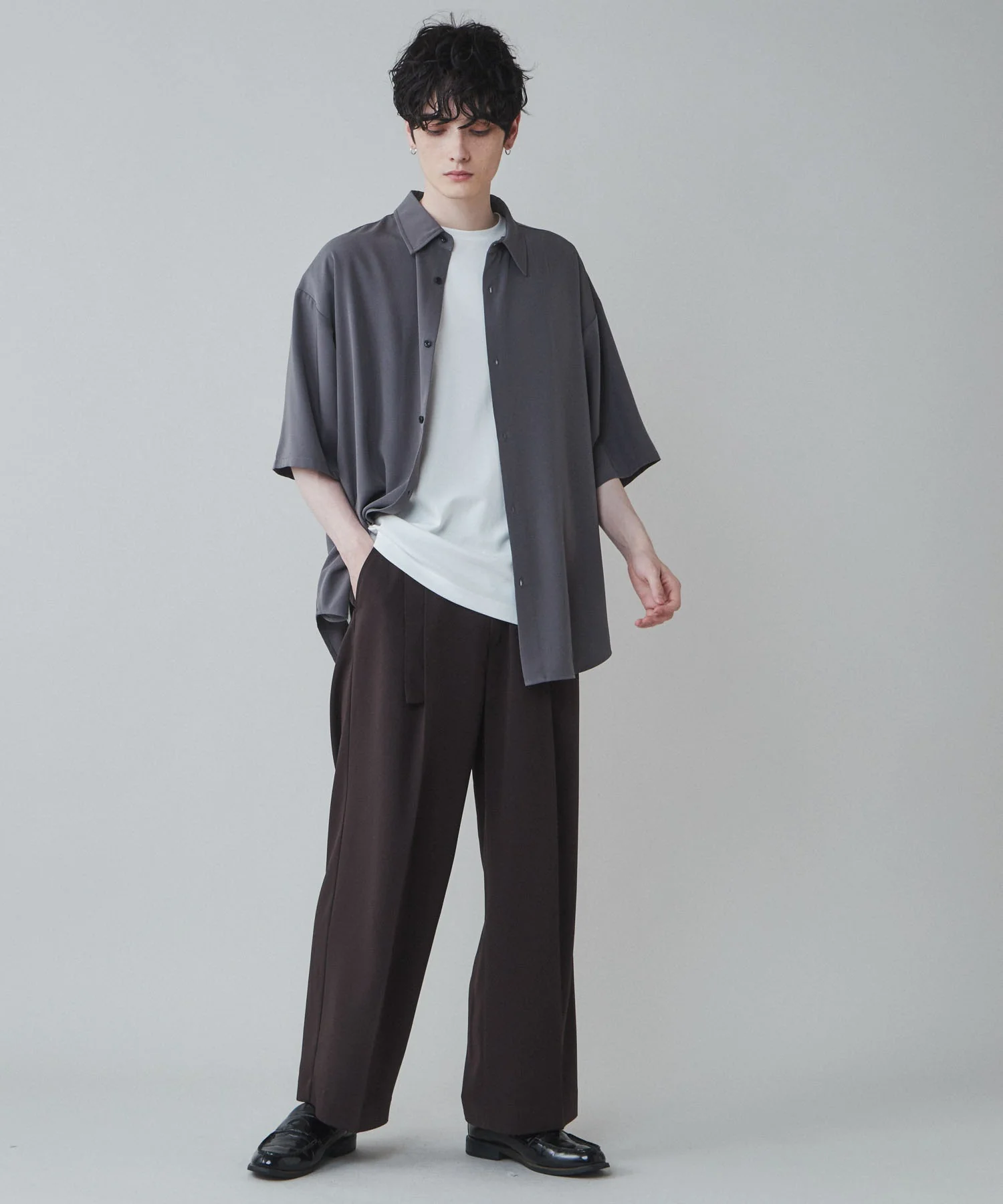 トロミベルト付きワイドスラックス - Image 7