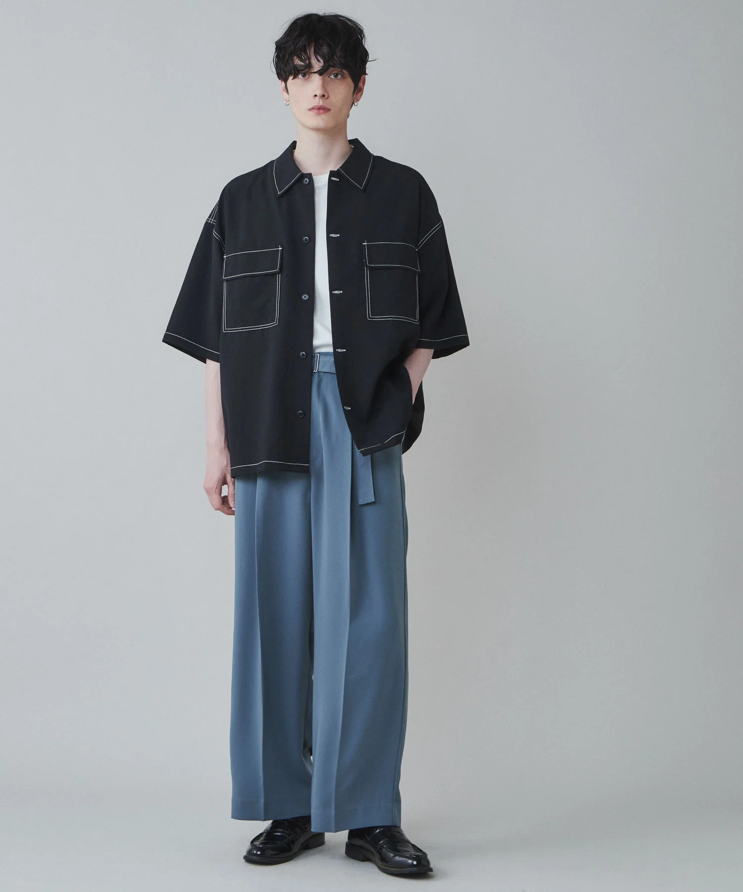トロミベルト付きワイドスラックス - Image 8